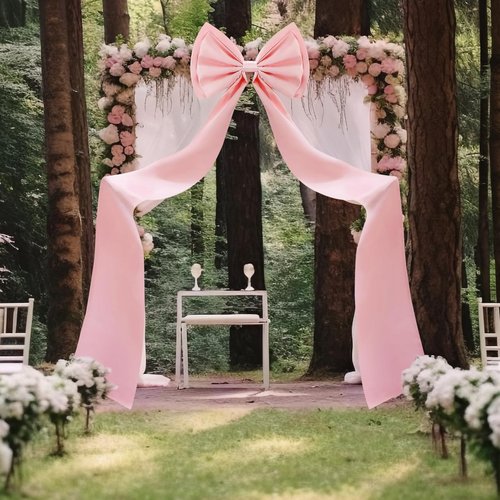 LncBoc Large Bow Wedding/Party Decoration: Giant Satin Decorative Bows for Arch Wall, Bow Themed Room Decor for Bridal Wedding/Engagement/Party/Birthday/Baby Shower(Pink)