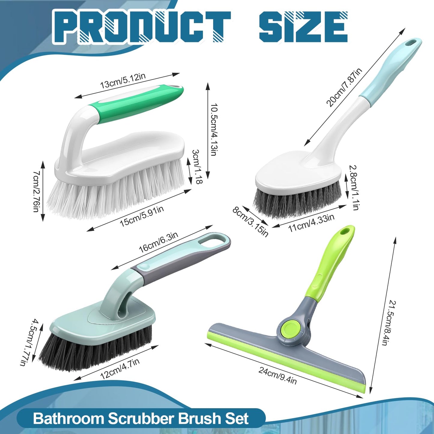 Yiyiring 11 Pcs Cleaning Brush Set with Squeegee Crevice Gap Brushes Handheld Scrub Brush and Hard Bristle Detail Brushes Multi-Purpose Household Cleaning Tools for Kitchen Bathroom Sink Grout Window