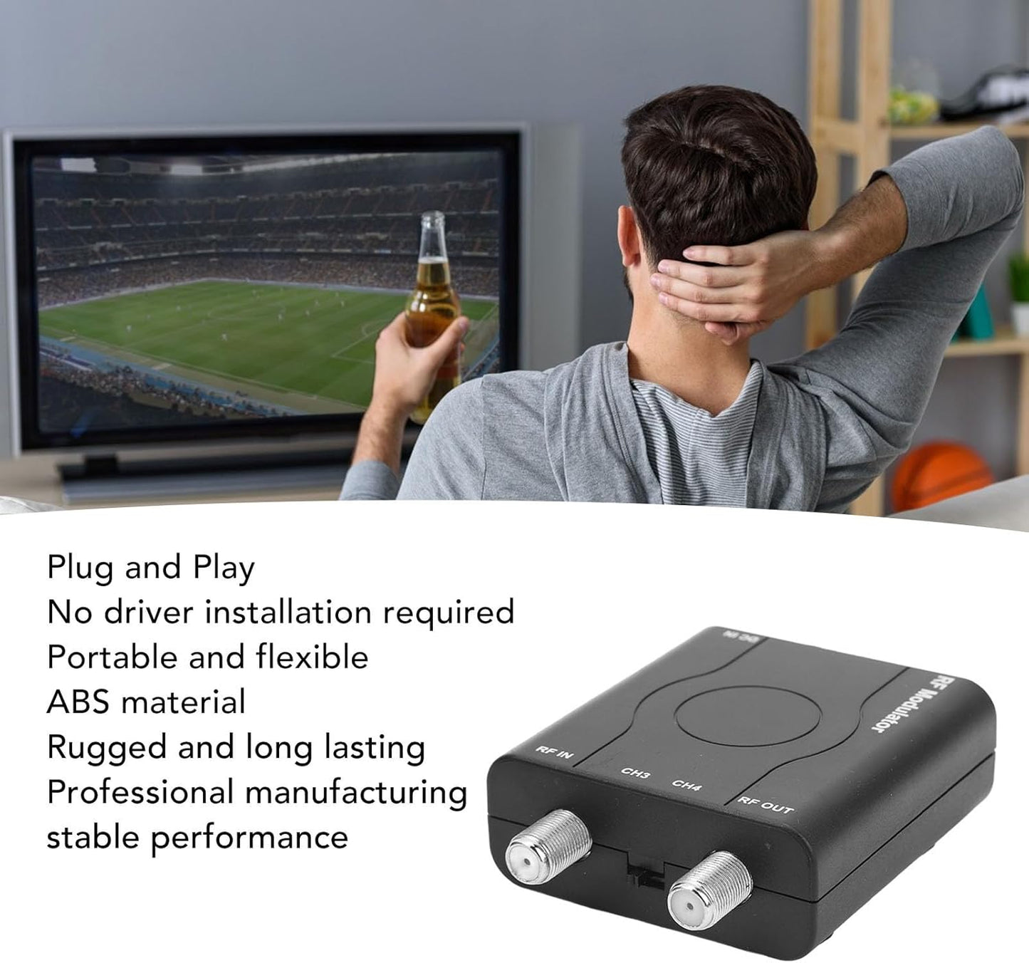 HDM61, FOSA HDMI to RF Modulator, HDMI Coaxial Converter, Supports NTSC Format Output