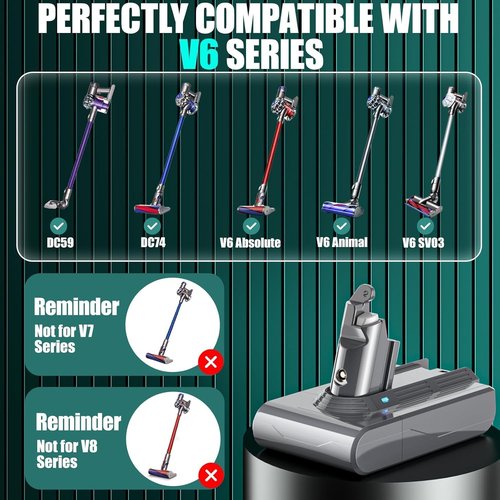 EGR Upgrade 21.6V V6 Battery Replacement - Compatible with Dyson V6 Animal & More | High Capacity