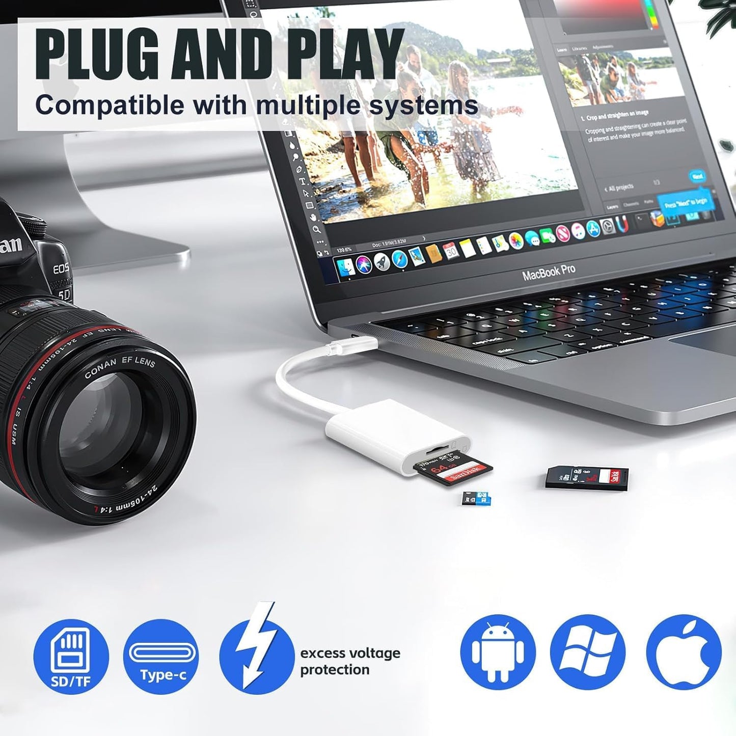 wtyixs 2 16/15/iPad/Mac/MacBook/Laptop USB C SD Card Reader, Type C Card Reader with SD MicroSD Slots SD Card Memory