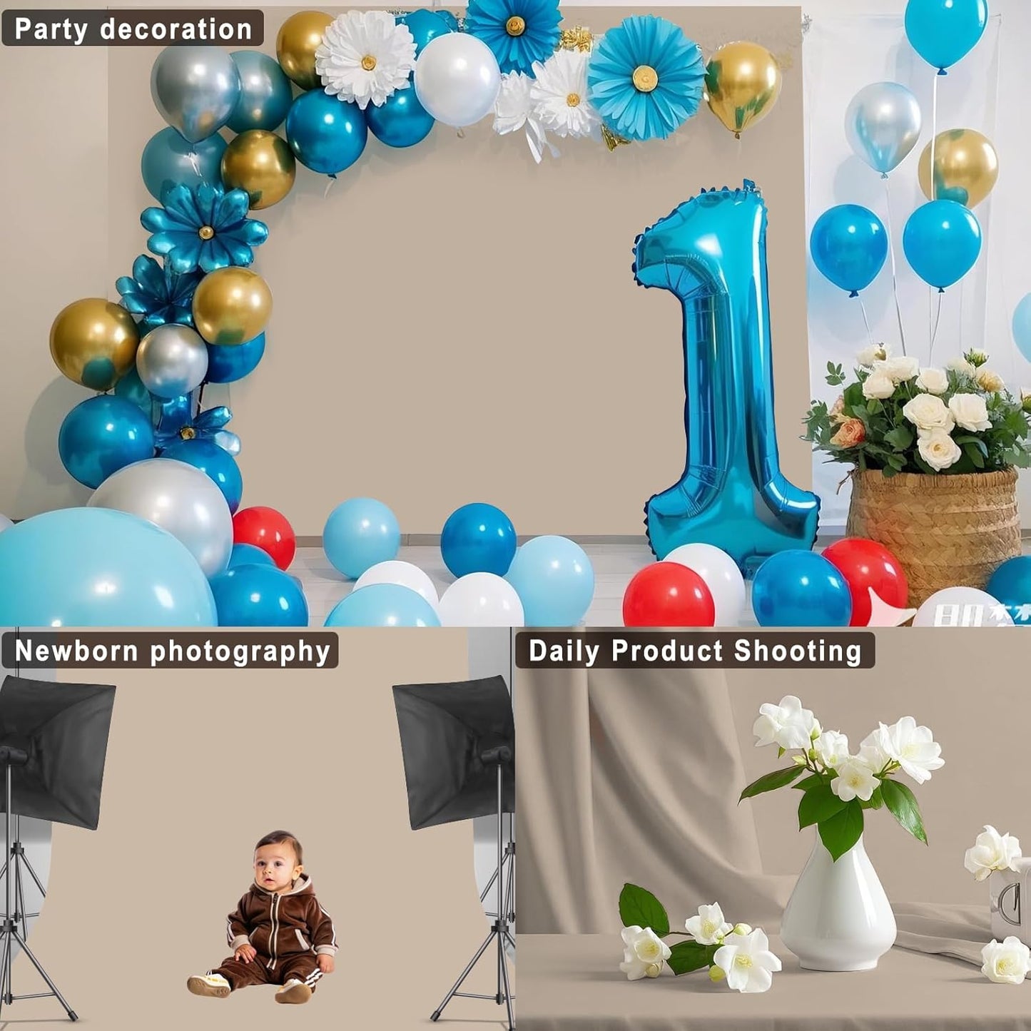 LYLYCTY 8X10 Beige Backdrop for Photoshoot, Professional Photo Backdrop Background Curtain for Product Photography