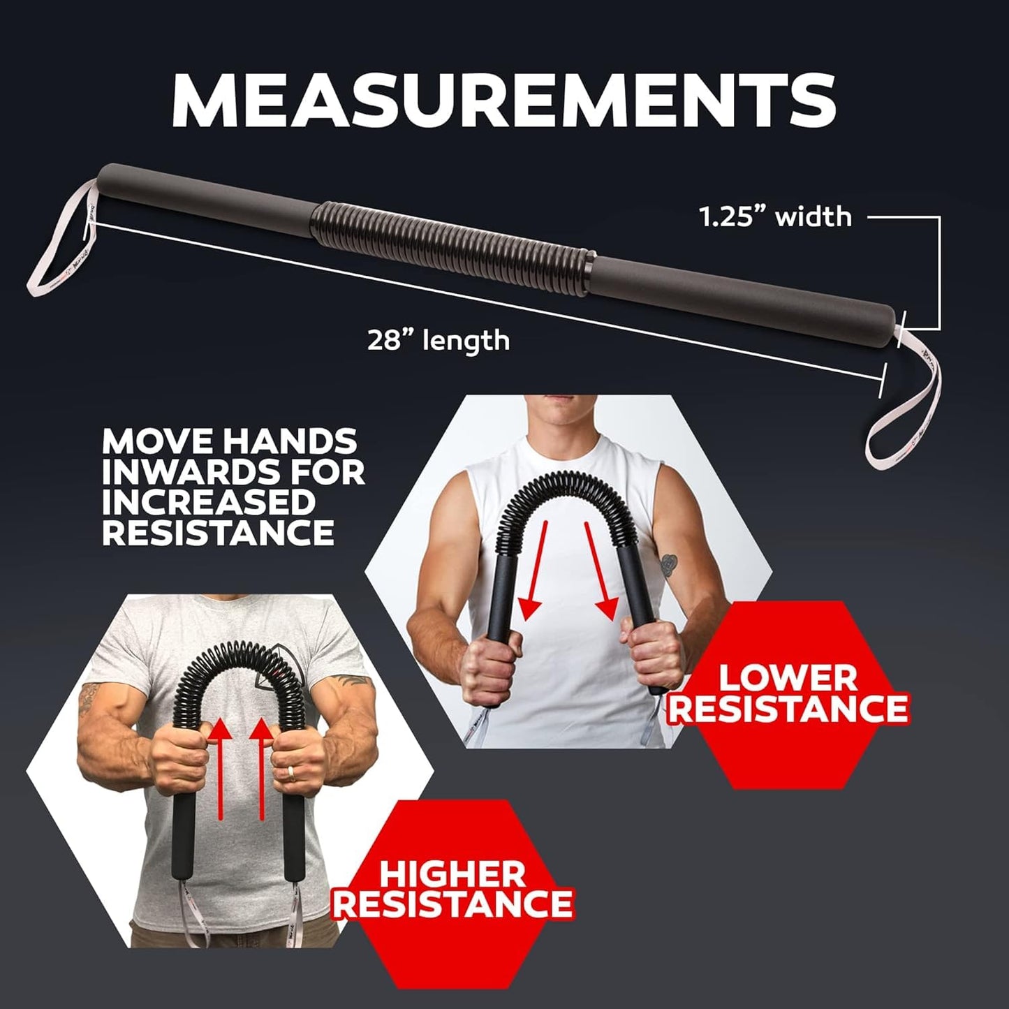 Python Power Twister Bar - Upper Body Exercise for Chest, Shoulder, Forearm, Bicep and Arm Strengthening Workout Equipment by Core Prodigy (40-100 lb)