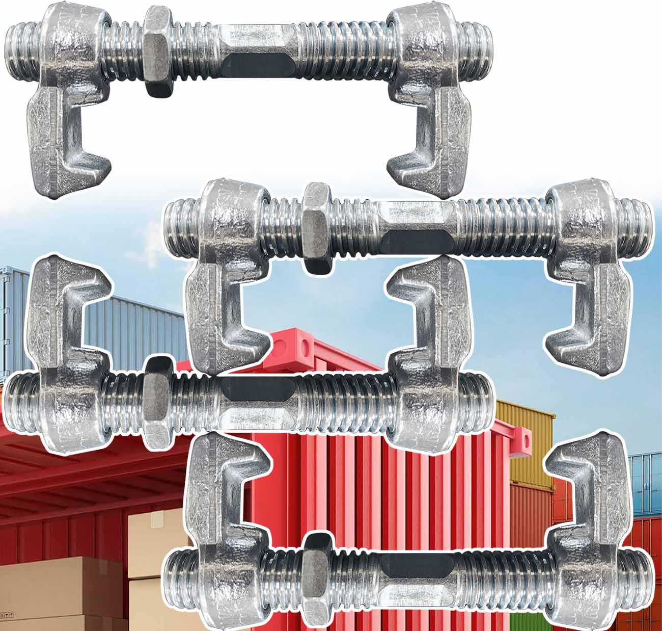 4 Pack Shipping Container Bridge Fitting Clamp/ 280 mm Galvanized Screw Clamp by Container Nut/Rail Shipping Container Accessories Wheels Kit/to Connect Shipping Containers Together…