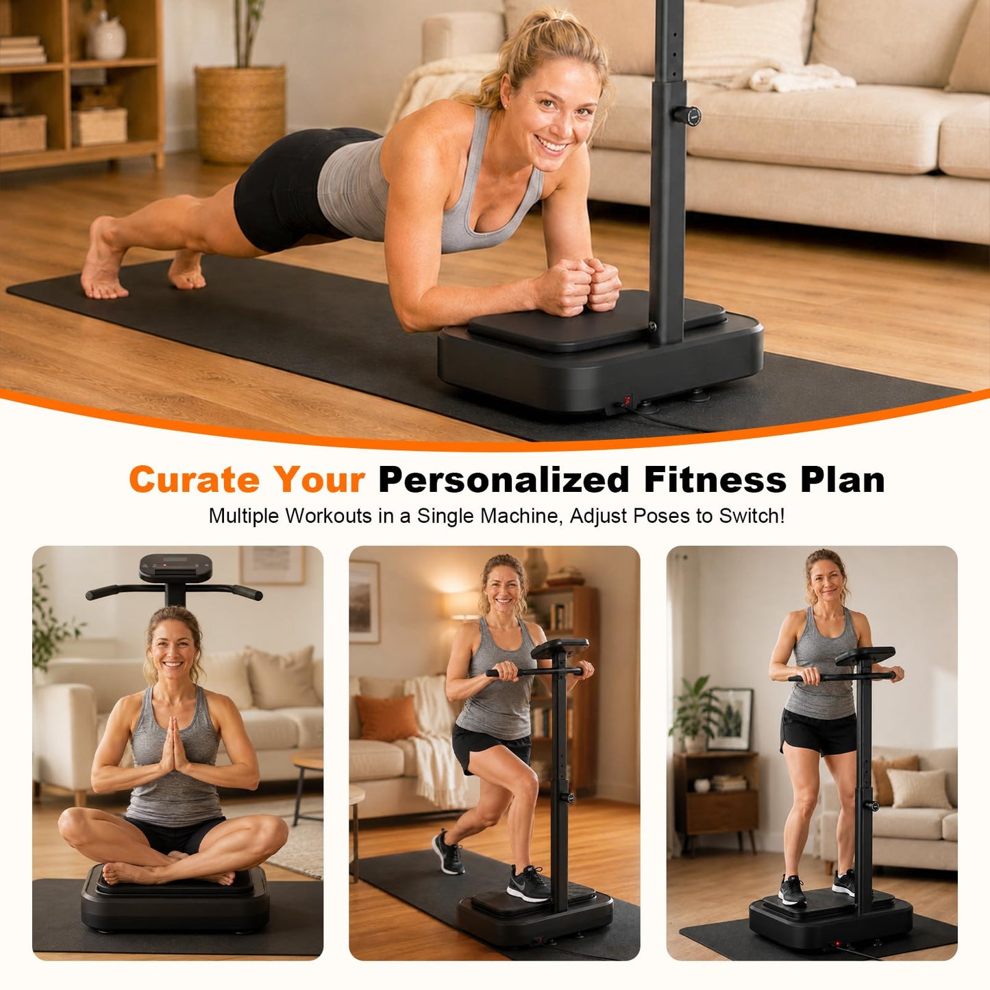 Streamnova Vibration Plate Exercise Machine for Lymphatic Drainage, Full Body Shake Platform Board for Home Fitness, Fat Burning, 5 Program Modes and 99 Speed Levels (Black)