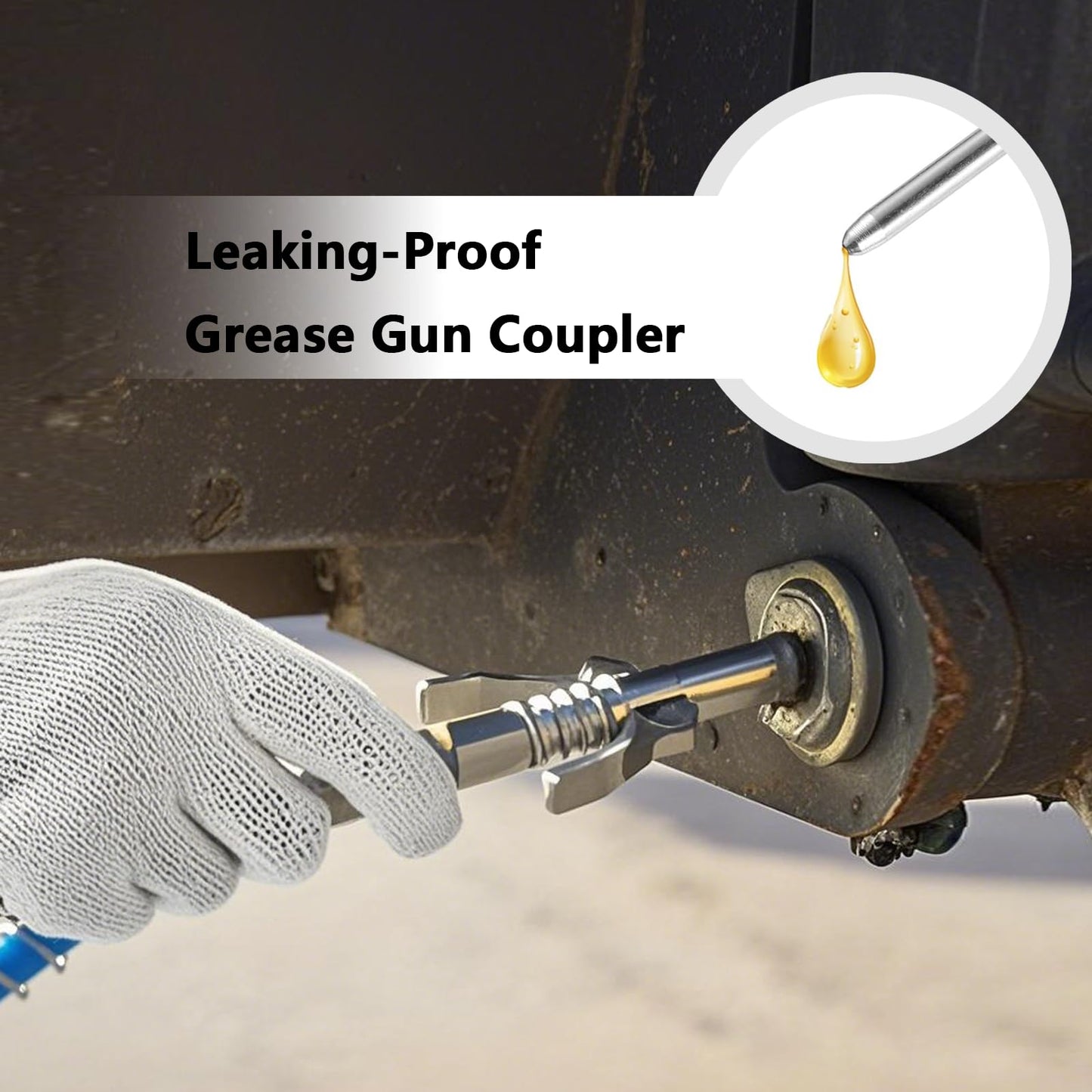 Grease Gun Tips Kit – Grease Gun Needle Nozzles, 12" Flex Hose, Grease Dispenser, Hydraulic Couplers, Rubber Adapter – 12PCS Lubrication Accessories for Automotive, Tractor, Machine Lubrication