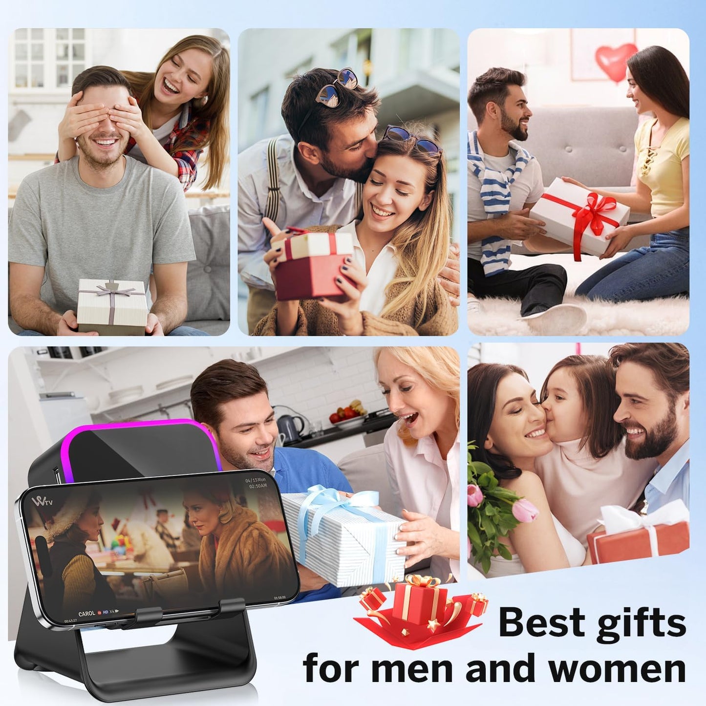 MILOUZ 5-in-1 3500mAh 8 360 Wireless Induction Speaker Bluetooth Speaker with Phone Stand,Stereo Sound, Rechargeable