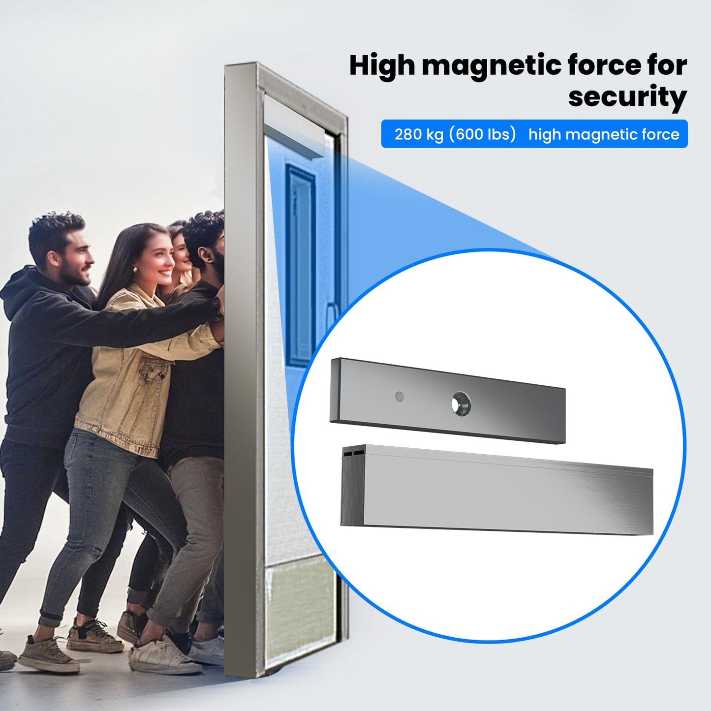 𝙐𝙥𝙜𝙧𝙖𝙙𝙚 600lbs Electromagnetic Door Lock Access Control Outswinging.600lbs/280kg Electric Door Magnetic Lock Kit System with 2 Remote Control、Integrated Power Box