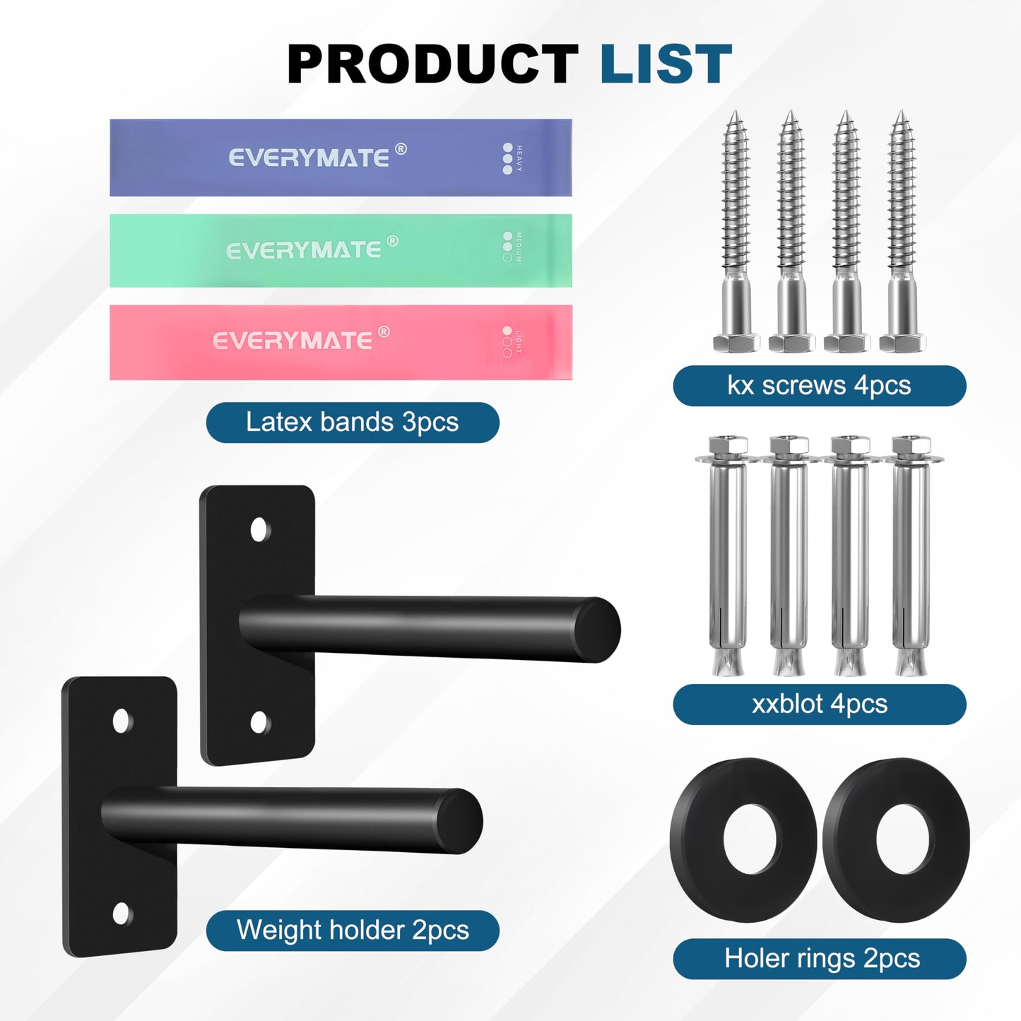 EVERYMATE Weight Plate Rack, Wall Mount Weight Plate Holder for Bumper Plates, Max Weight Capacity 330 lb, Home Gym Organizer