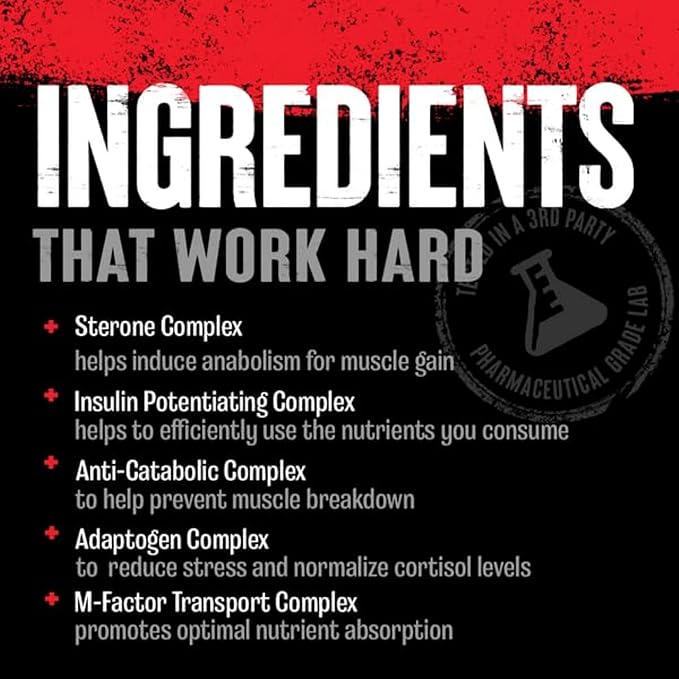 Animal M-Stak - Muscle Builder and Anabolic Mass Gainer Supplement for Bodybuilding - Lean Muscle Growth, Amino Complex and Pre Workout Energy, 21 Packs