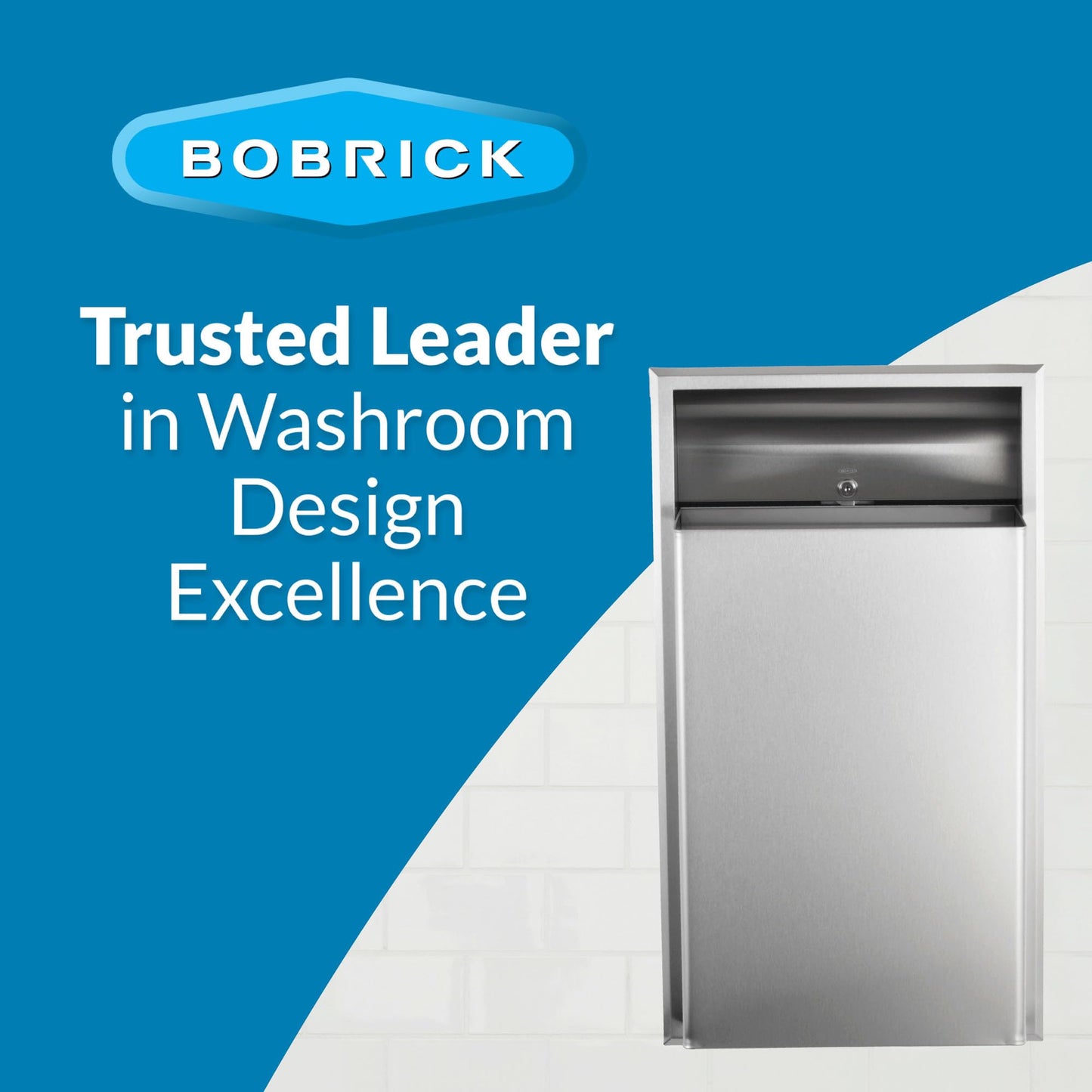 Bobrick Recessed Waste Receptacle, Satin Finish 12-Gallon –Wall-Mounted Stainless Steel Trash Can for Commercial Restrooms LinerMate Compatible (Model B-3644)