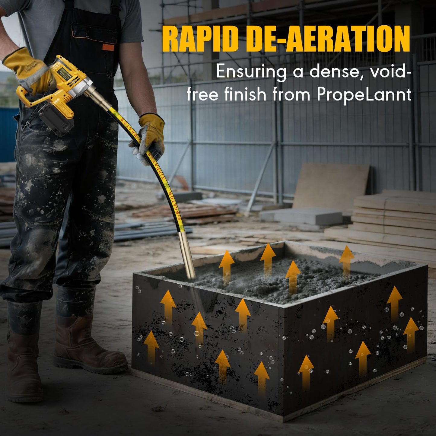Handheld Concrete Vibrating Tool for Dewalt 20V Max, 1200W Brushless Motor, Cordless Electric Concrete Vibrator with 3.28ft Shaft Rod, 6000 RPM, Effective for Air Bubble Removal (NO Battery)