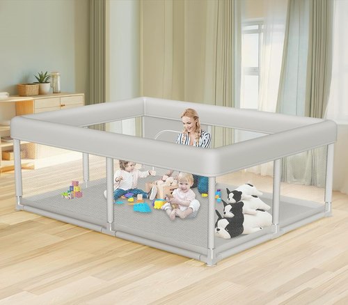 Hiaksedt Large Baby Playpen - Sturdy Safety Play Yard for Indoor & Outdoor Use | 65x50 Inch with Zipper Gates
