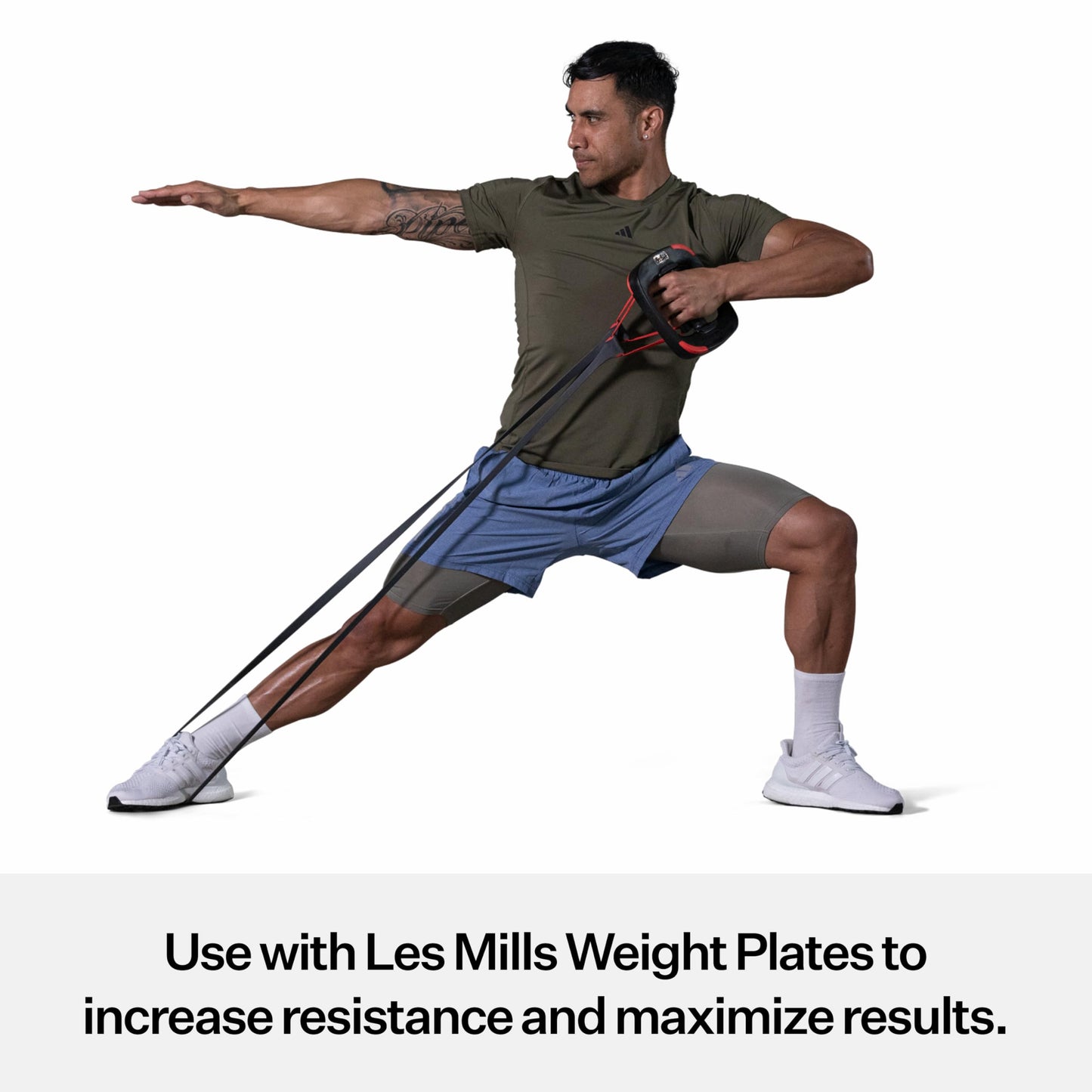 Les Mills™ SMARTBAND™ Workout Resistance Band with Handles, Home Gym Workout Equipment, Elastic Stretch