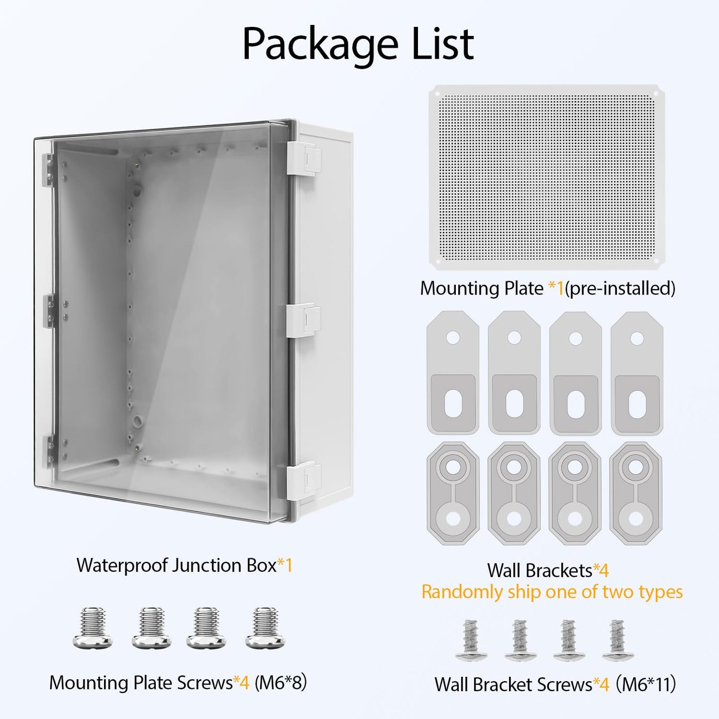 LMioEtool Electrical Box IP65 Waterproof ABS Plastic Enclosure Outdoor and Indoor Project Box Hinged Clear Cover with Mounting Plate Wall Brackets, Outer Dimension 19.7"x 15.7" x 7.9"