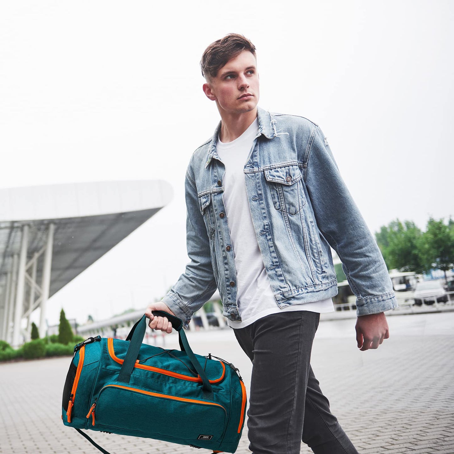 MIER Large Gym Bag for Men Sports Duffle Bag with Shoe Compartment 60L Lightweight Duffel Bags for Workout Fitness Travel, Olive Green