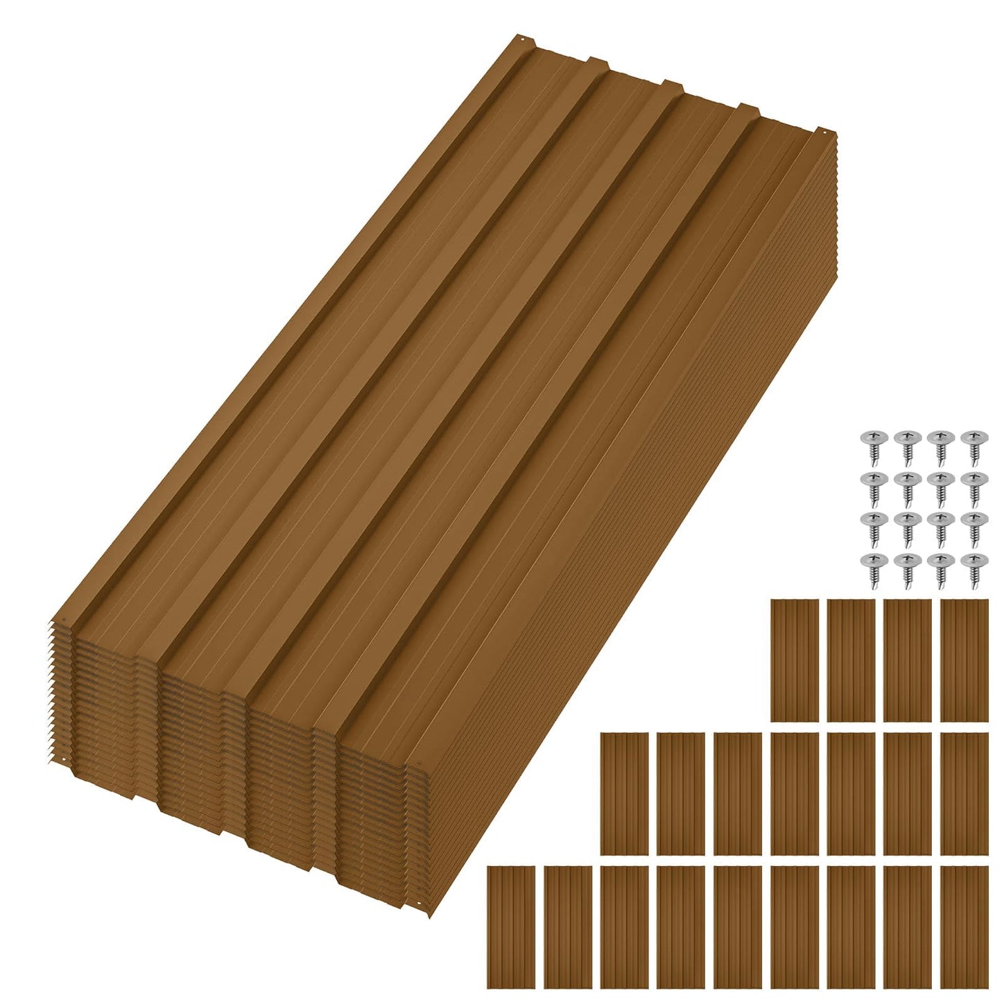 20pcs Metal Roofing Panels, 6ft Corrugated Metal Roof Panels with Screws, Heavy Duty Waterproof Galvanized Steel Roof Sheets for Outdoor Carport, Garage, Shed, Warehouse, Porch, Pergola, Patio