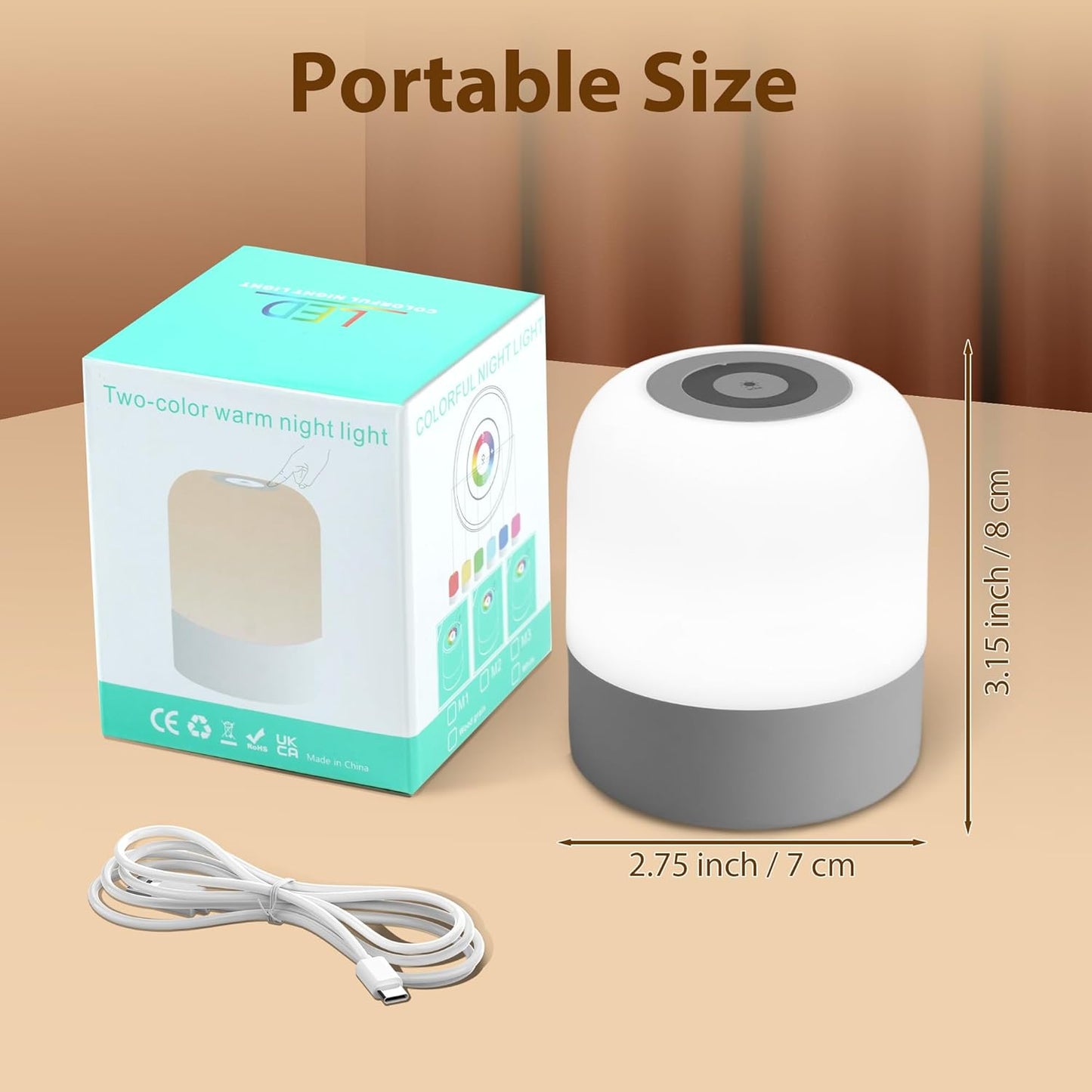 Skiennix Portable Baby Night Light - Rechargeable LED Egg Lamp with 3 Colors for Nursery | Dimmable Touch Control