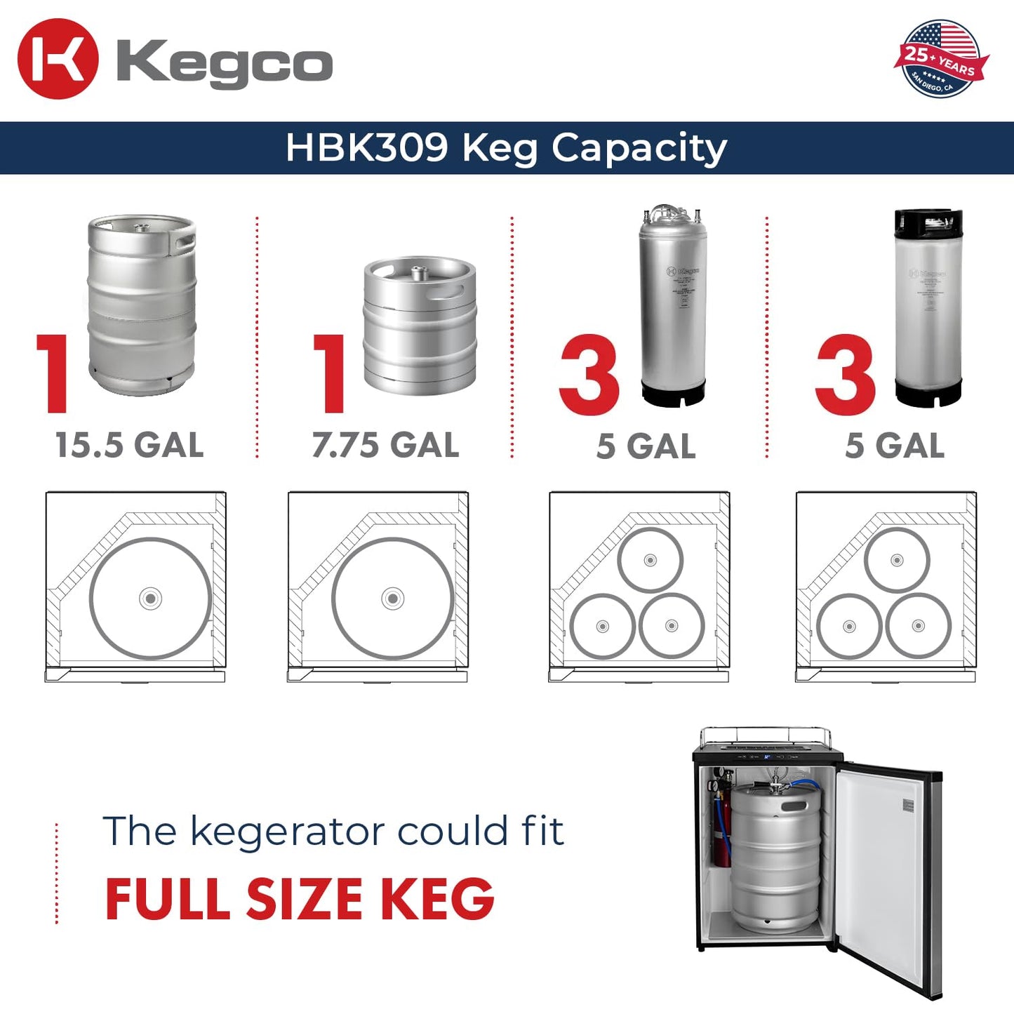 Kegco HBK309X-3 Keg Dispenser, 3 faucet without kegs Black Stainless Steel