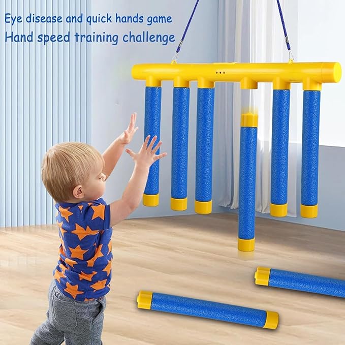 Reflex Challenge Game - Drop Sticks, Hand Eye Coordination, Reaction Training, 3 Adjustable Speeds, Remote Control