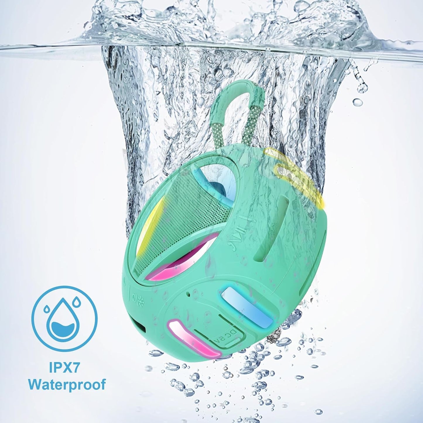 VANDVIBE IPX7 24H Portable Bluetooth Speaker, Waterproof Shower Speaker, Wireless Outdoor Speakers, Floating, Built