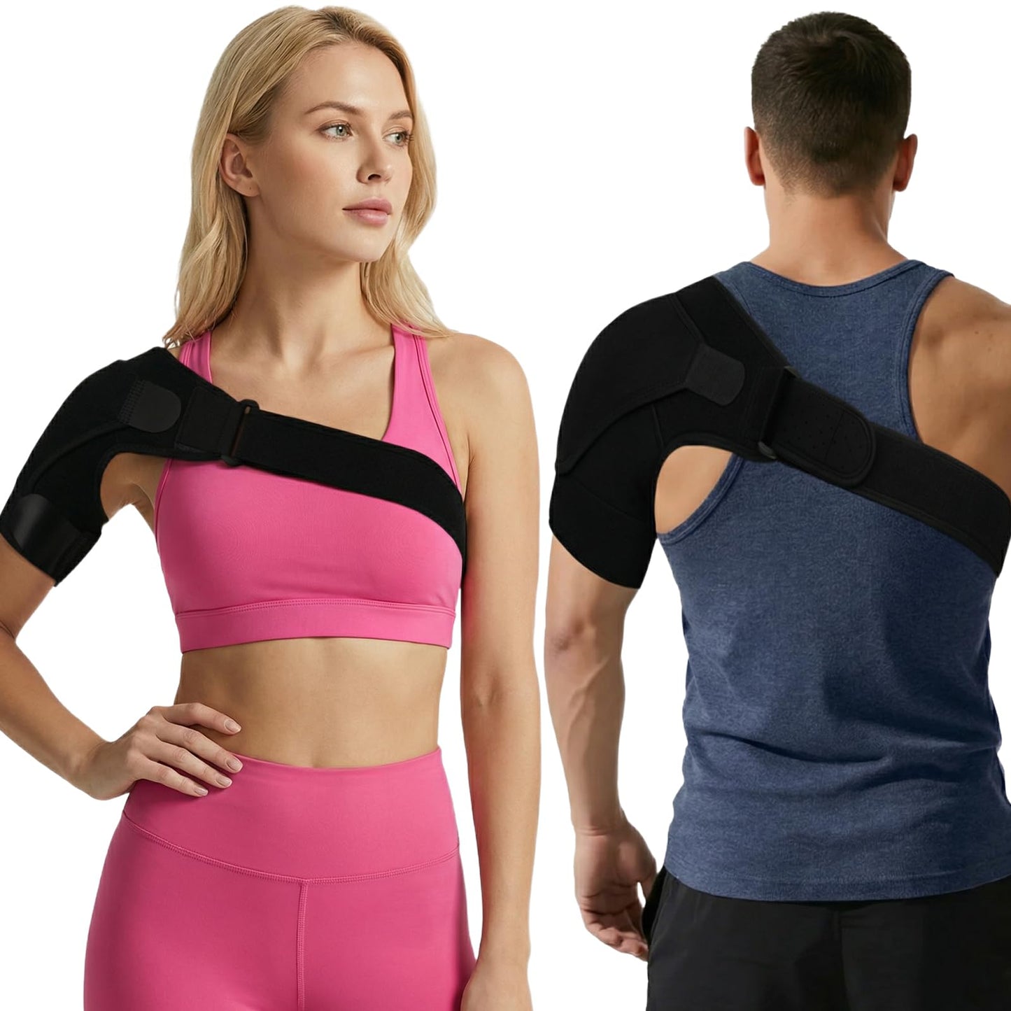 ZANSHI Shoulder Brace for Men & Women, Adjustable Shoulder Compression Sleeve Fits Left & Right Arms, Breathable Rotator Cuff Relief Brace for Pain Relief Compatible with Hot/Cold Pack (Black)