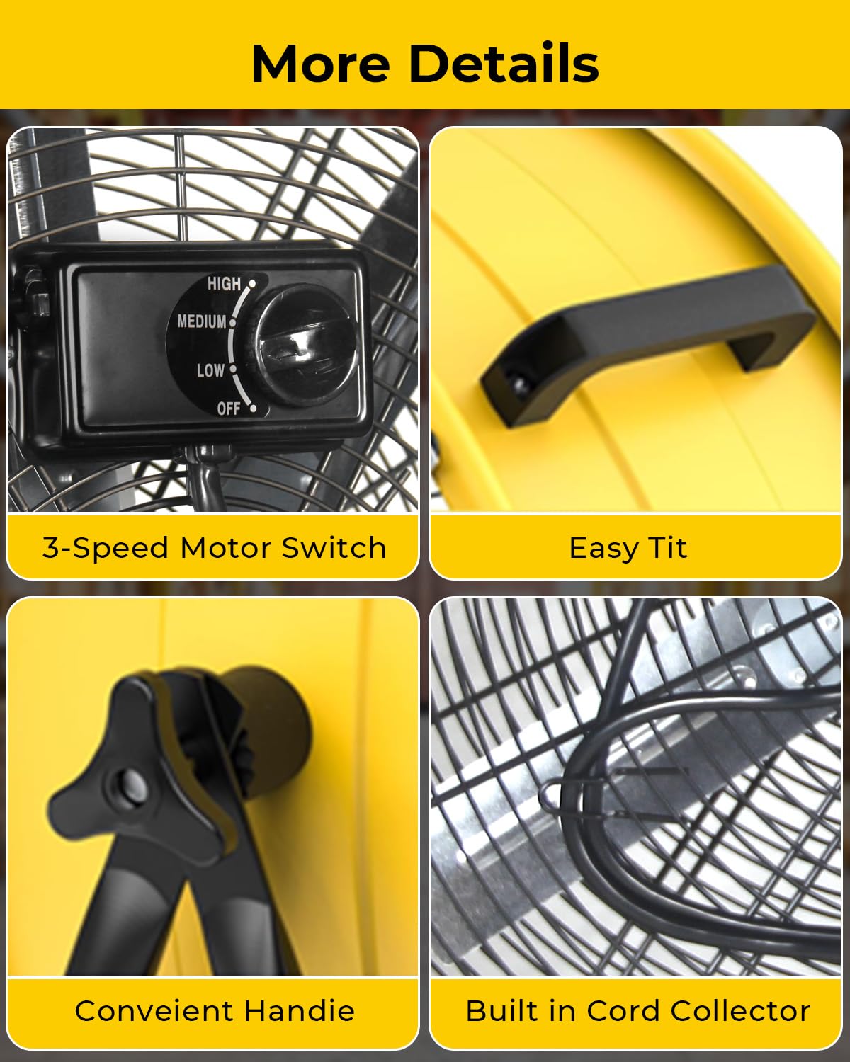 VENTISOL 24 Inch Industrial Floor Fan, 3-Speed High Velocity Shop Fan with 8 Blades, Heavy Duty Drum Fan 9500 CFM, Large Metal Garage Fans for Warehouse, Outdoor, Commercial