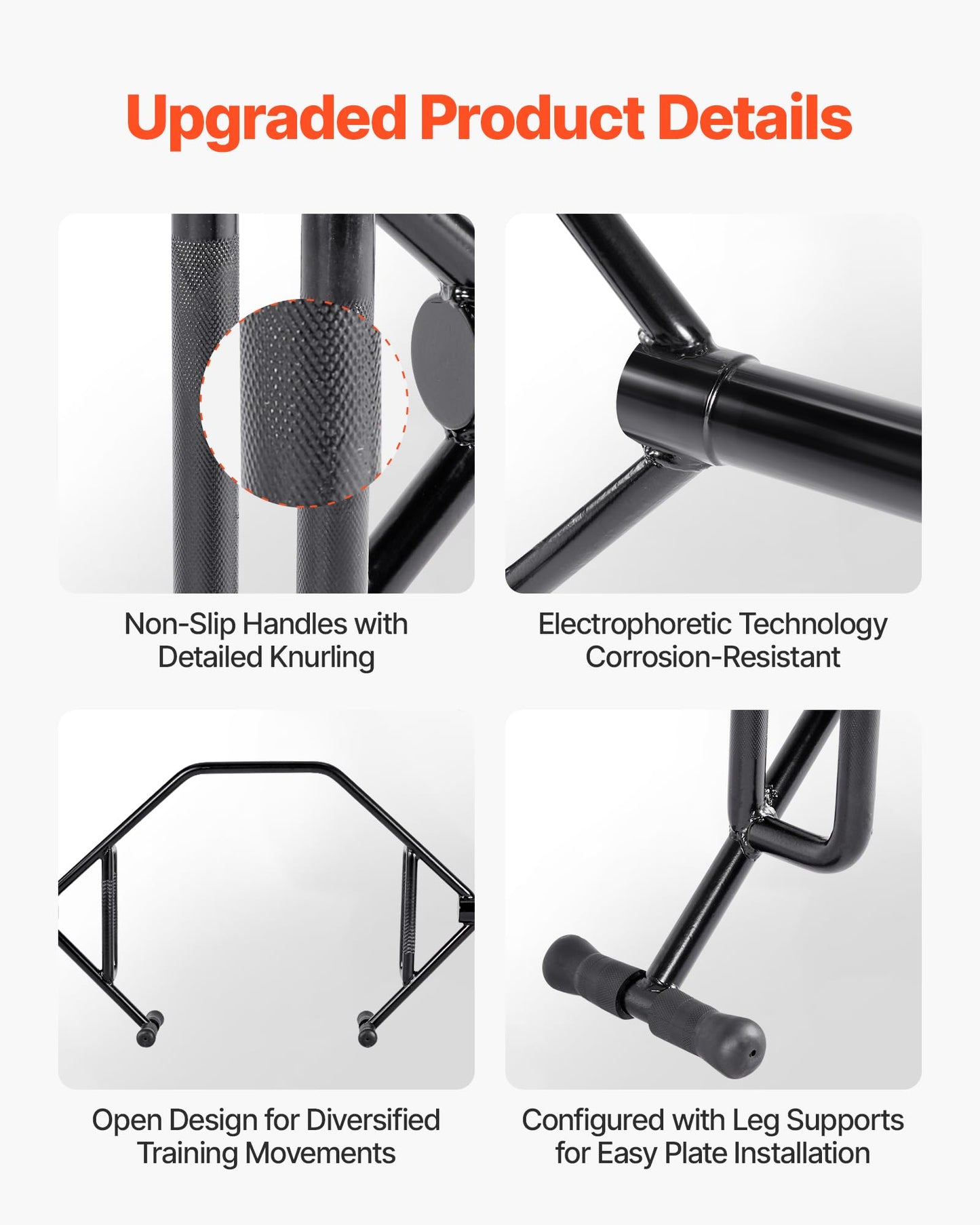 VEVOR Trap Bar Hex Bar, Open-Ended Frame Hex Barbell, 2-Inch 800 LBS Capacity Shrug Bars with Knurled Grips, Weightlifting and Strength Training Equipment, Home Gym for Squats Deadlifts Shoulder Press
