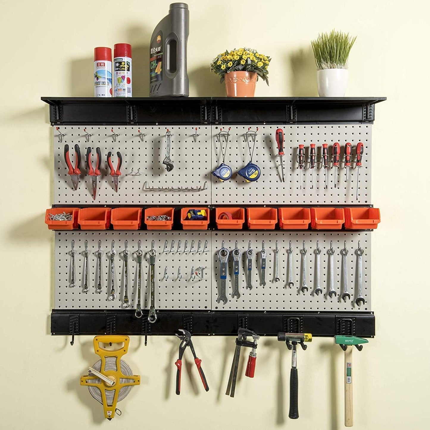 Ultrawall Pegboard Wall Organizer, 48 X 36 inch Garage Storage Pegboard with Hooks Storage Bins Tool Board Panel Tool Organizer, 72pcs