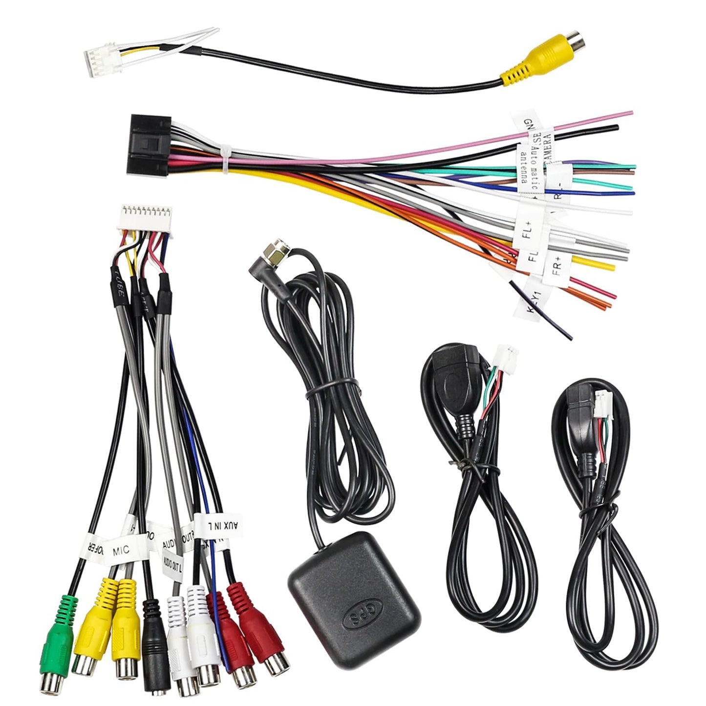 16 10/20 4/6 Android Radio Wiring Harness Kit with Pin ISO Car Radio Wire Harness, Pin RCA Back Camera Adapter, Pin USB