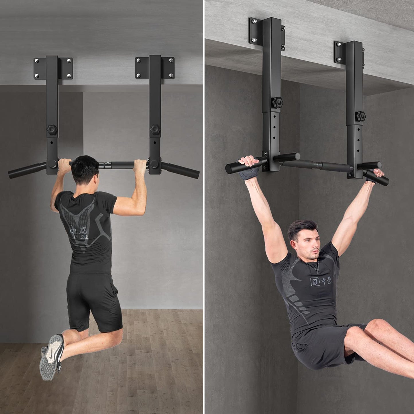 Wall Mount Pull Up Bar, Joist Mount Pull Up Bar, Beam and Rafter Mounted Chin Up Bar for Home Gym With Wood Mount and Wall Mount Screws (Black1)