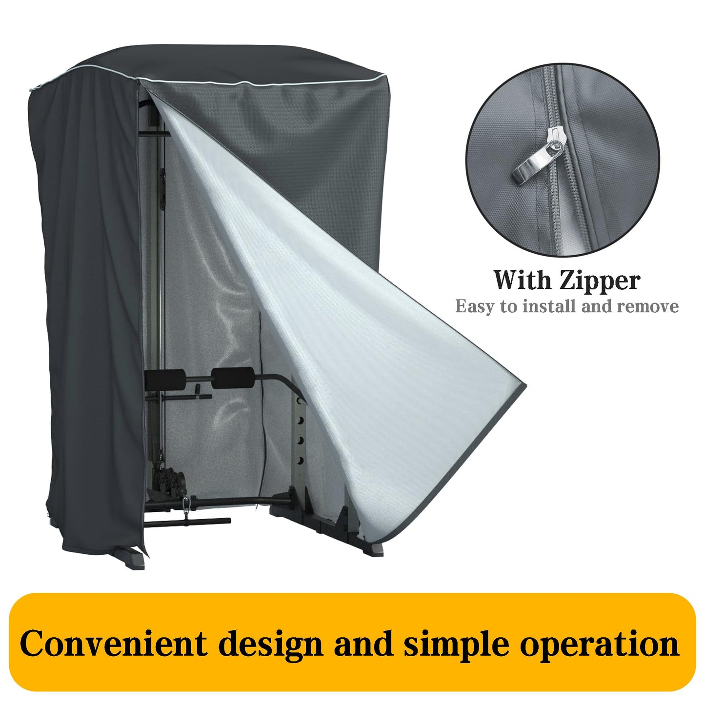 WJYZHM Power Cage Cover for Squat Rack - Heavy-Duty Waterproof Gym Equipment Cover with Zipper, All-Season Dustproof Protective Shelter for Indoor/Outdoor Use (84"H x 47"L x 69"W, Khaki)
