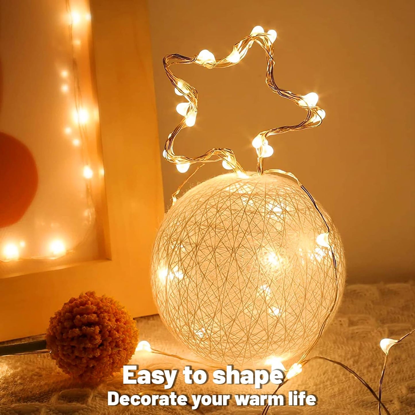 Yiaht 24-Pack Battery Operated Fairy Lights - 7 Feet Waterproof Silver Wire String Lights for Bedroom & Party Decor