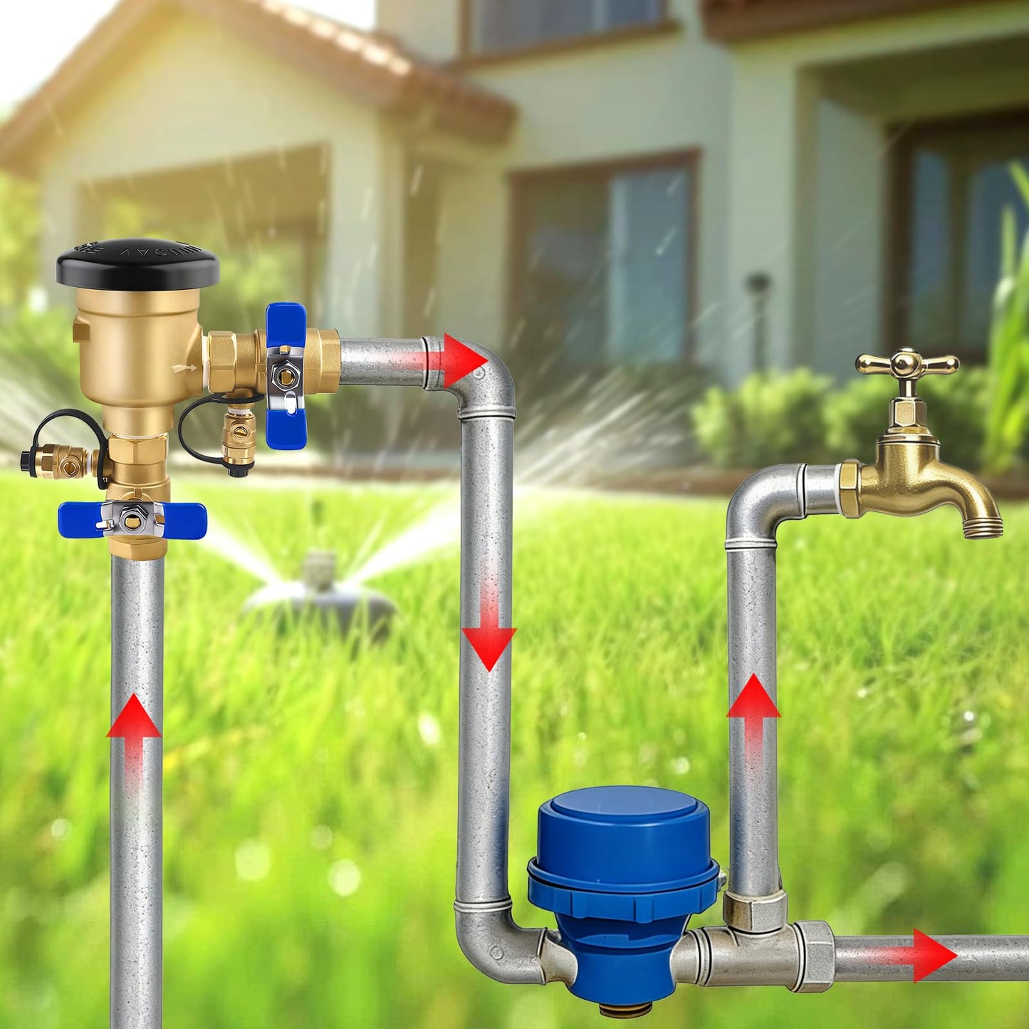 Boltigen 3/4 inch Pressure Vacuum Breaker Assembly for 720A-3/4'' Heavy Duty Brass Sprinkler Backflow Preventer Valve, MAX 400PSI & Anti-Siphon Protection, for Irrigation & Industry Non-Potable System