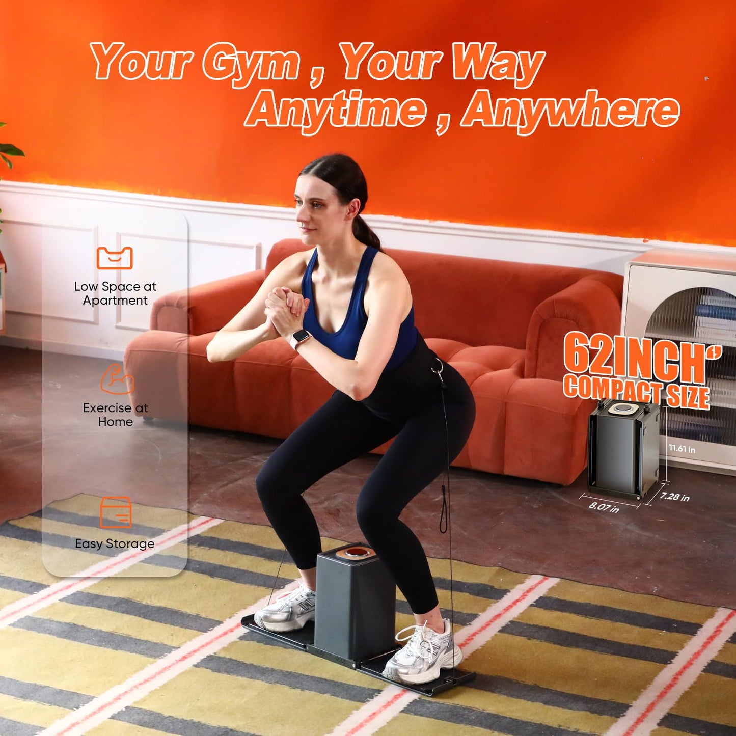 SR3 Pro Smart Home Gym Equipment ，Portable Full Body Workout Cable Machine with Ambient Light,at Home Gym | All in One Gym for Travel | Foldable Gym & Home Exercise Equipment