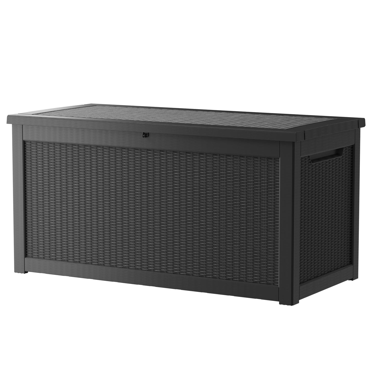 Decksplore 320 Gallon Resin Deck Box, Waterproof Outdoor Storage Bin for Patio Furniture, Pool Accessories, and Garden Tools, Lockable & UV-Resistant, Black