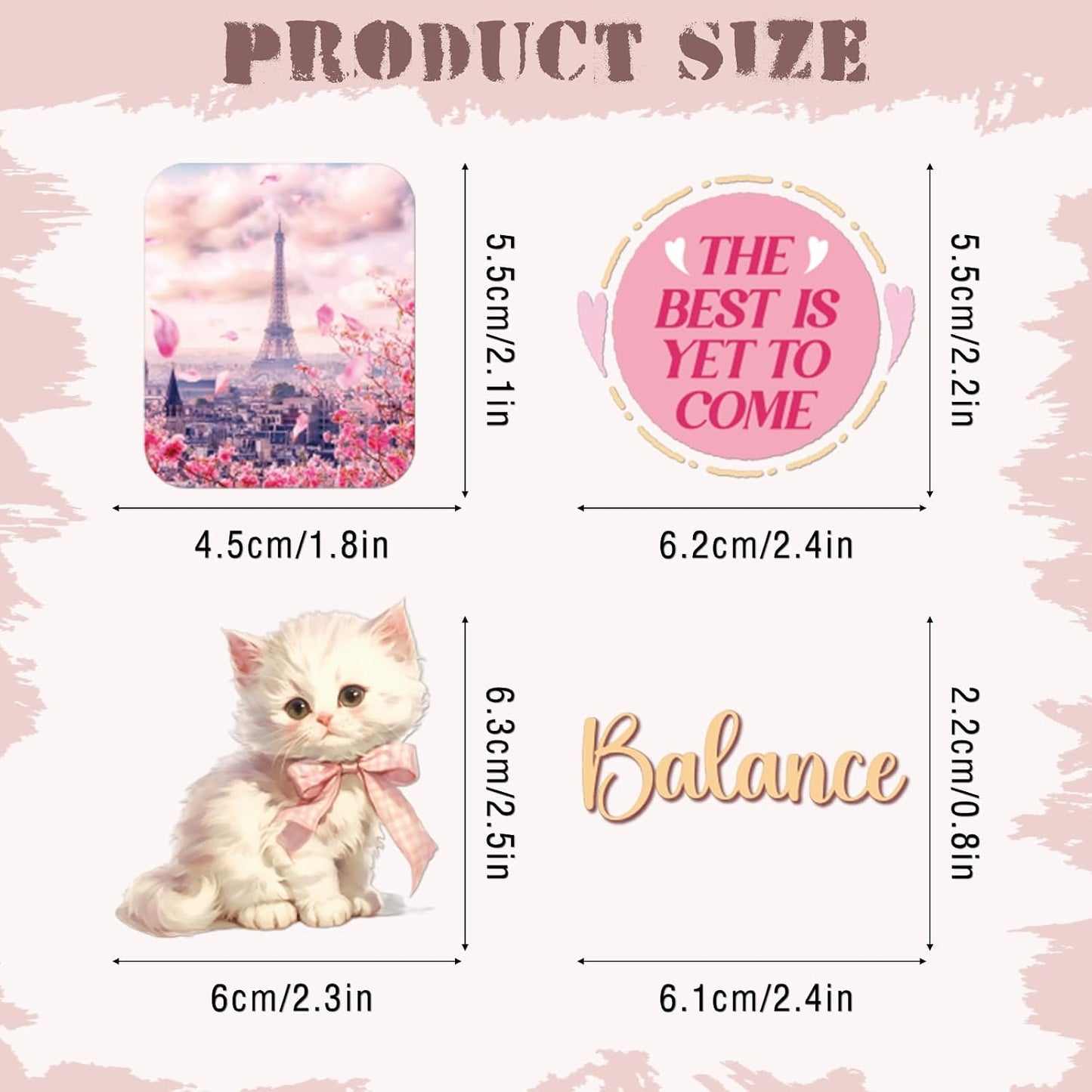 50 Pink Vision Board Stickers - Pcs Cute Aesthetic Travel Planner Scrapbooking Supplies Kit for Adults Women