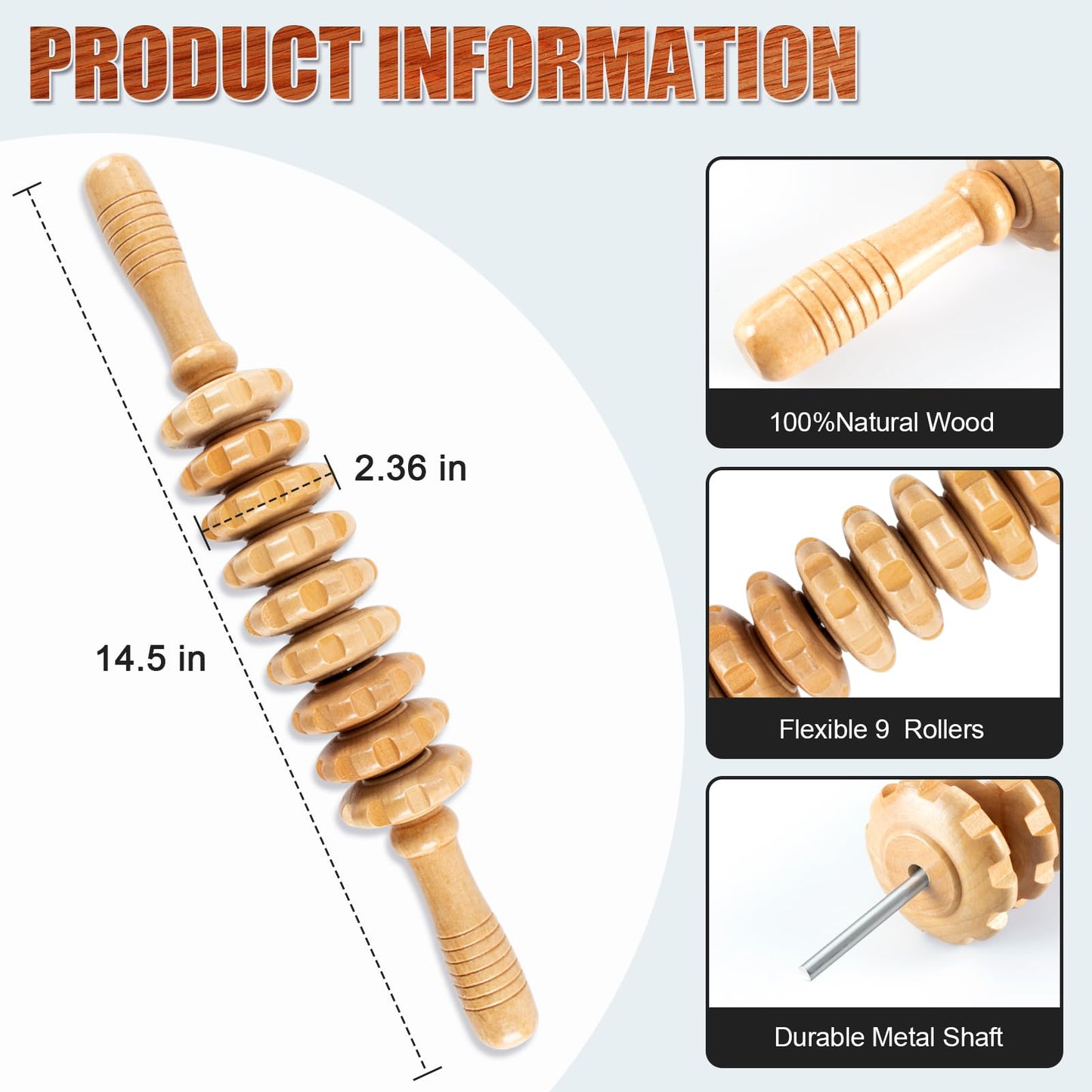 KintKita Wood Therapy Massage Tools,Wooden Massager Stick Roller Lymphatic Drainage Tool,Maderoterapia Kit Self Massage Roller Tool for Cellulite Reduction,Muscle Tension and Body Shaping,Contouring