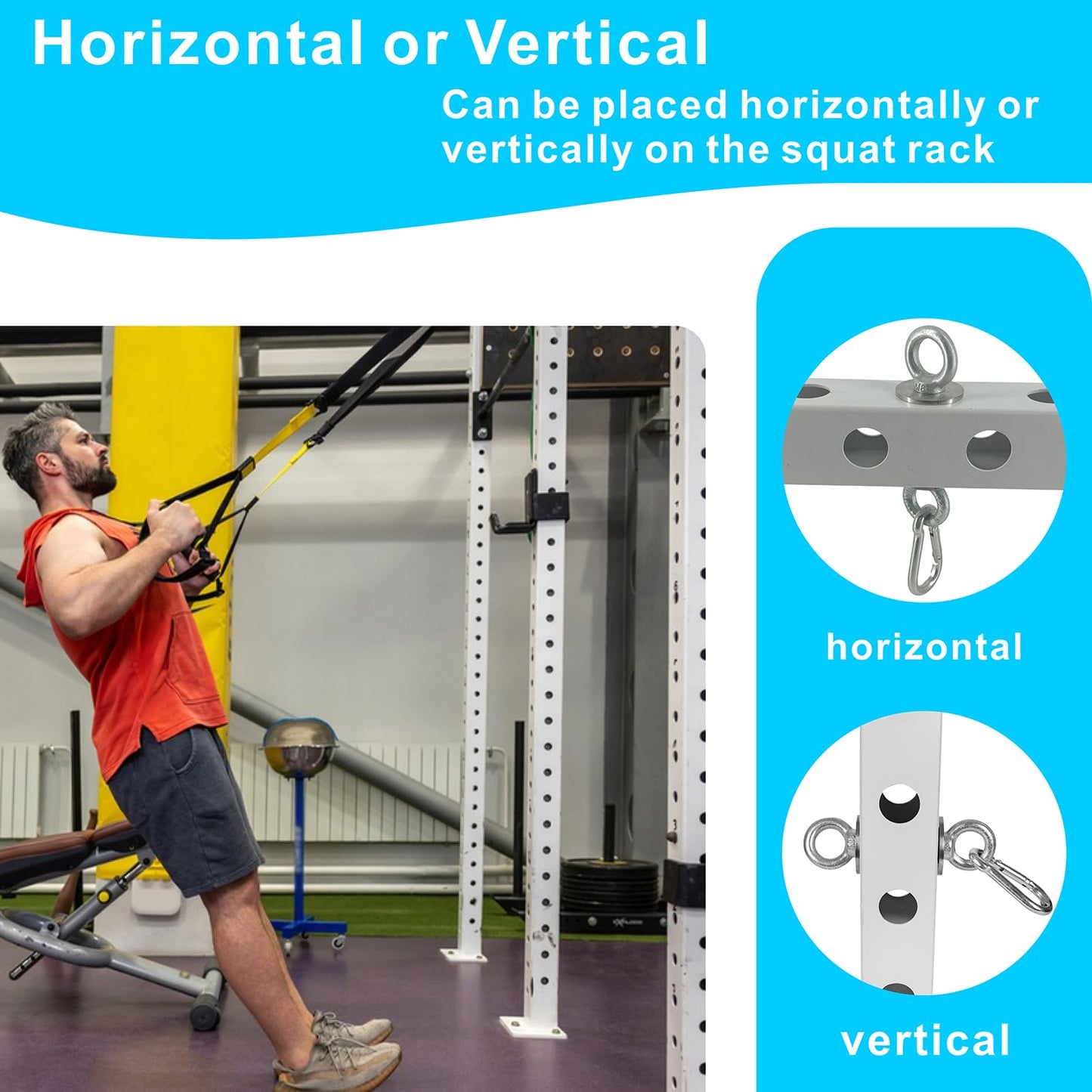 YZZHAJ Power Rack Attachments with Quick Connect Buckles, O-Ring Attachment for Squat Rack, Band Pegs Resistance Band Hooks Fits 2" x 2" Power Rack with 1" Hole