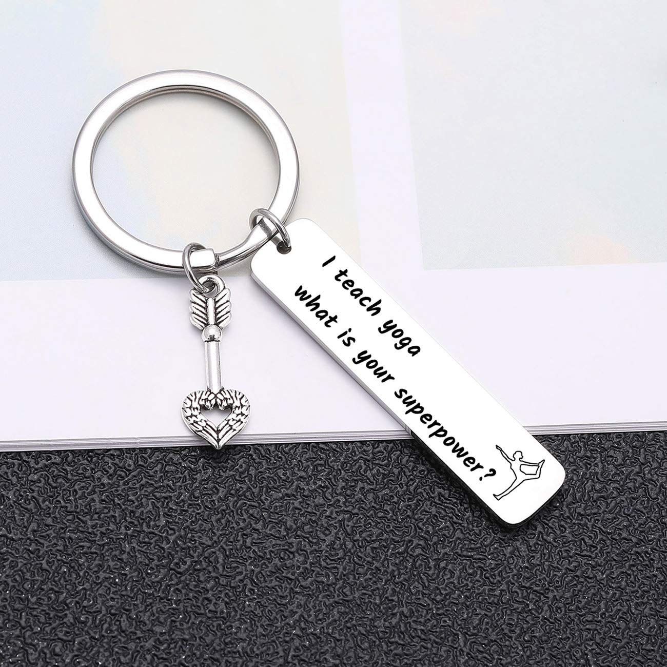 Keytells Yoga Teacher Instructor Keychain - Yoga Gifts For Women Yogini Jewelry, Meditation Gift For For Women Men - Yogi Keychain