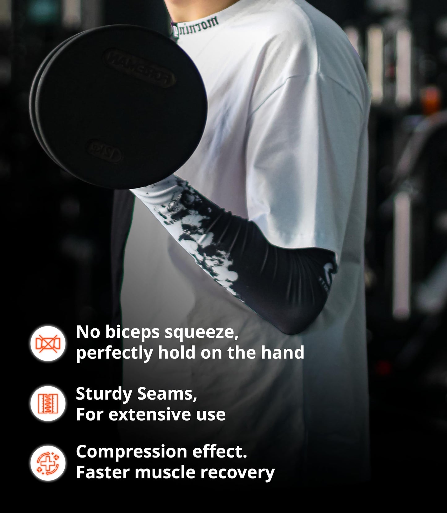 Selerity Gaming Arm Sleeve PC Sport open glove thumb hole compression esports gamers sleeve Paints Spray, White Black, Medium