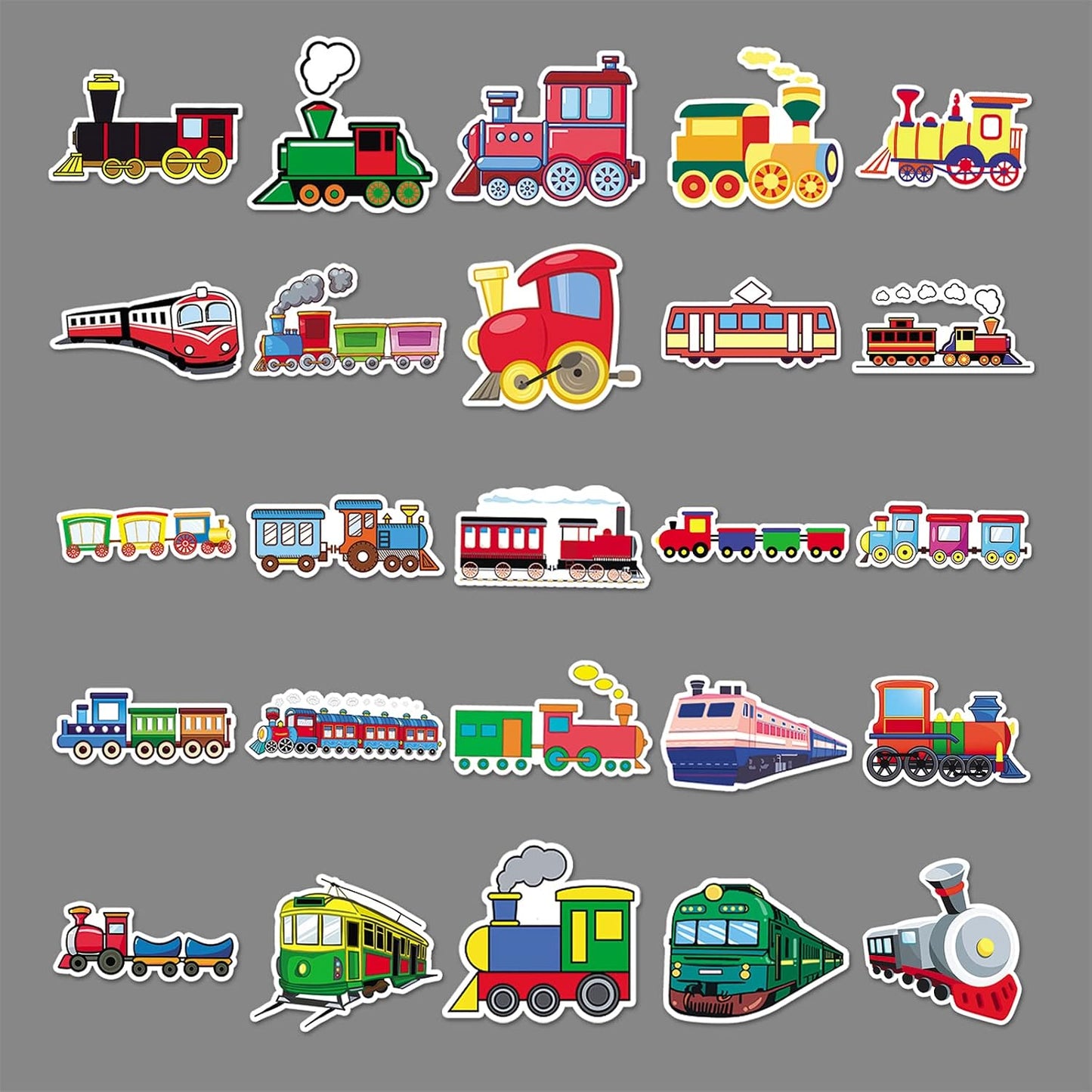 DIYYILIF 100 Pcs Train Stickers, Vinyl Waterproof Stickers for Water Bottles, Laptop, Notebook, Scrapbook, Luggage