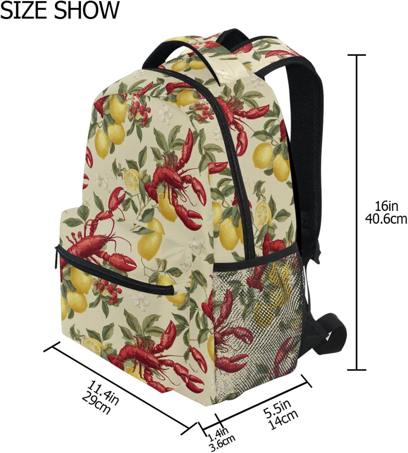 Krafig Backpacks Backpack Daypack Lobsters Lemons Leaves Boys Girls Kids School Bookbag, School Bag Travel