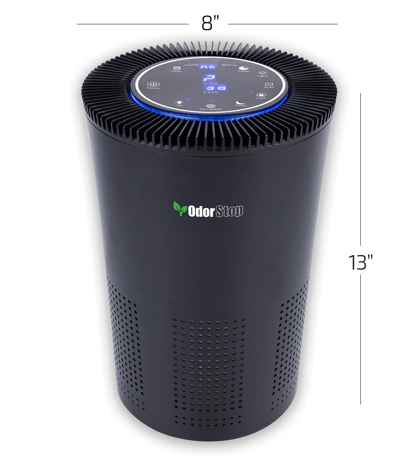 OdorStop OSAP5 HEPA Air Purifier for areas up to 1000 Sq Ft with H13 True HEPA Filter, Active Carbon, 5-Speed, Auto Mode, Sleep Mode, Child Lock, and Timer - Black