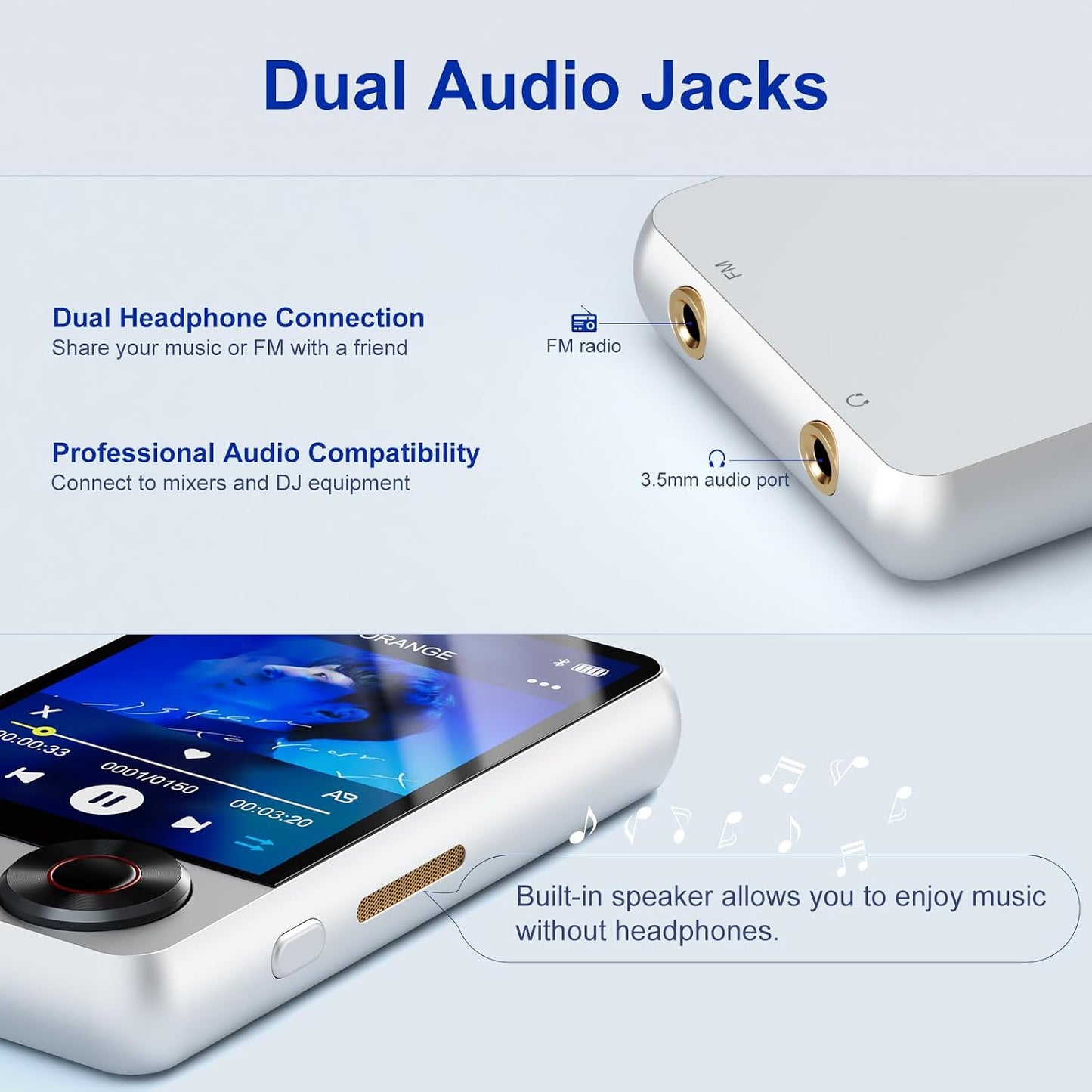joliker 128GB MP3 5.3, 2.4" Player with Boosted Bluetooth Music Player Features HD Speaker, Touchscreen, Expandable SD