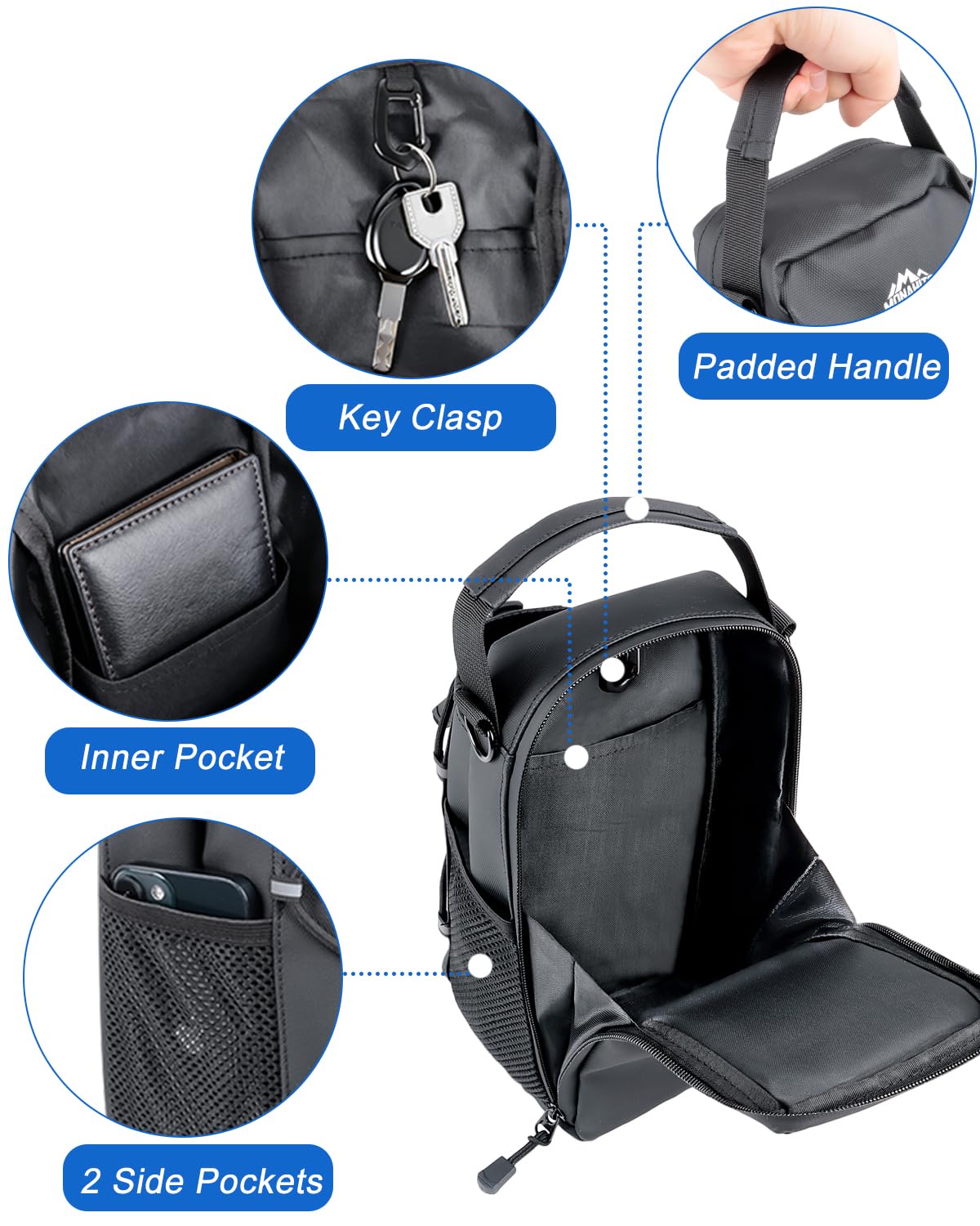 MONAHITO Magnetic Gym Bag for Men - Water Bottle Carrier Holder Bag with Shoulder Strap, 4 Built-in Magnets Gym Gifts for Men
