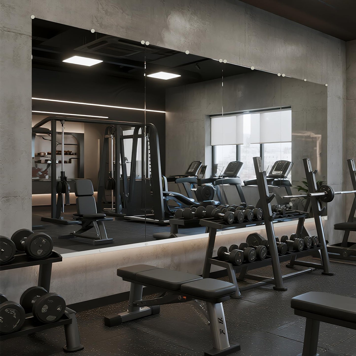 yuzeyurun Home Gym Mirror, Set of 2Pcs 48″×30″ Large Gym Mirrors, Tempered Glass Full Length Wall Mirrors, Full Body Mirror for Bedroom, Wall Mounted Mirror for Gym, Bedroom, Door