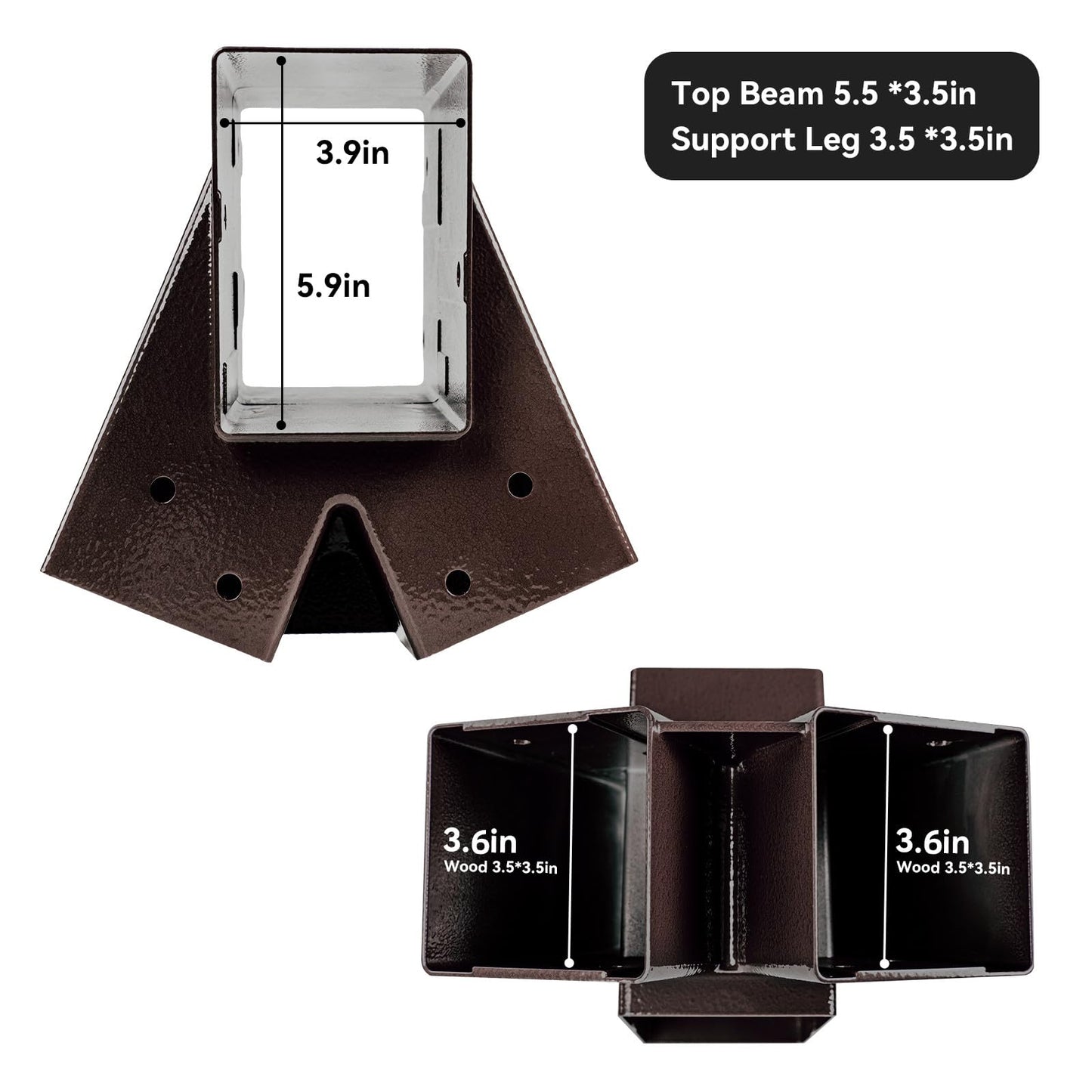 ABUSA Heavy Duty Swing Sets Brackets Including 2 Bronze A-Frame Swing Set Brackets and 4 Swing Hangers for Playground Equipment Mounting Parts Hardware Included (Bronze)