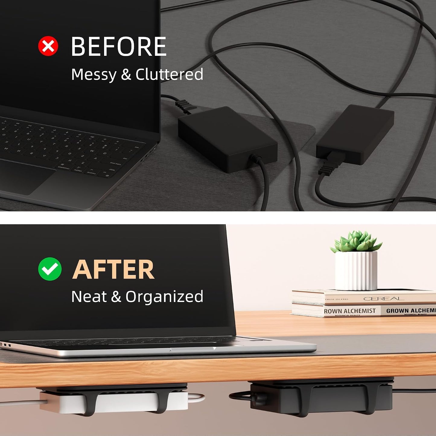 ELETIUO Universal Silicone Laptop Charger Holder,Under Desk Power Brick Mount Organizer for Charging Brick
