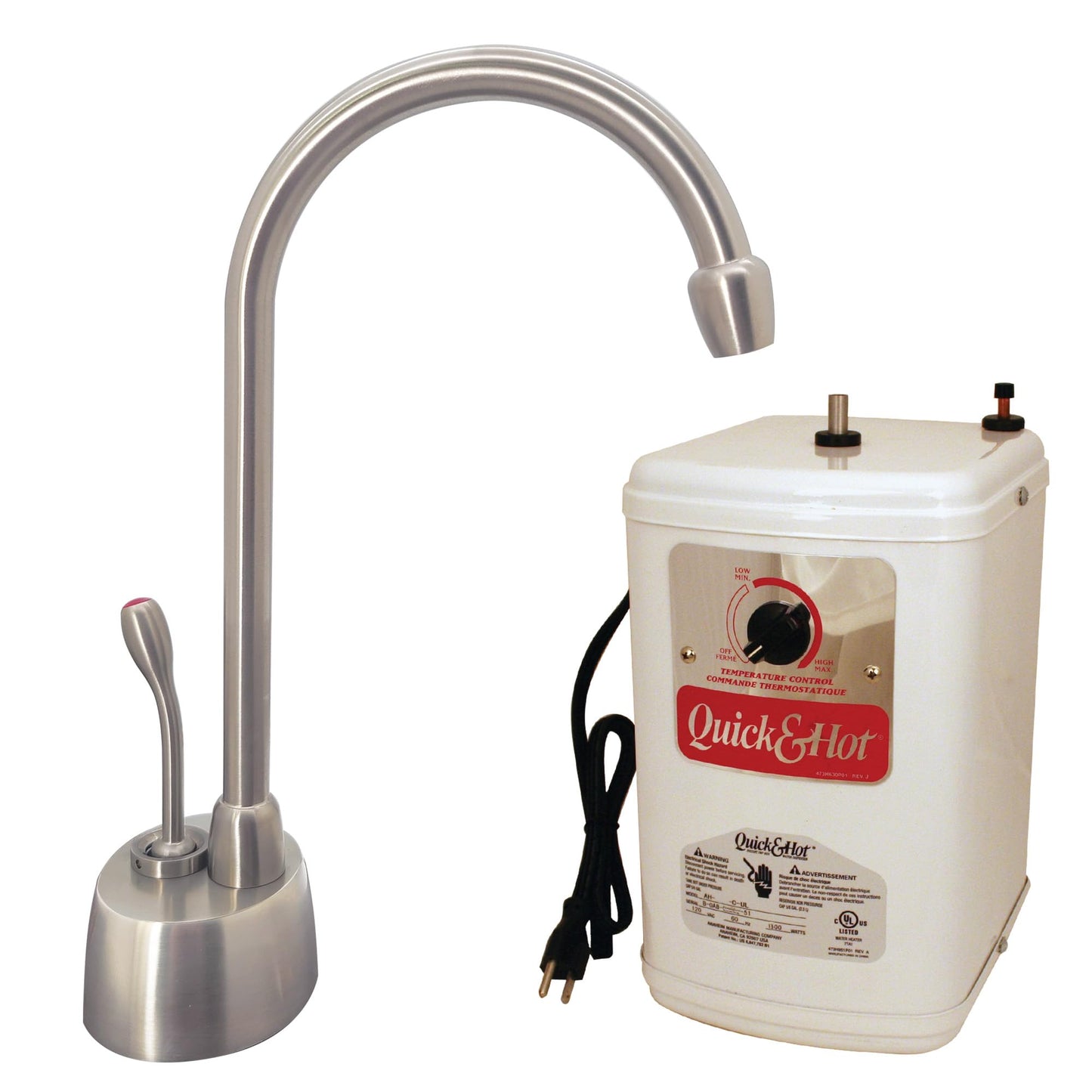 Westbrass A271H-20 Velosah 9" 1-Handle Hot Water Dispenser Faucet with Thermostatic Hot Water Tank, Stainless Steel